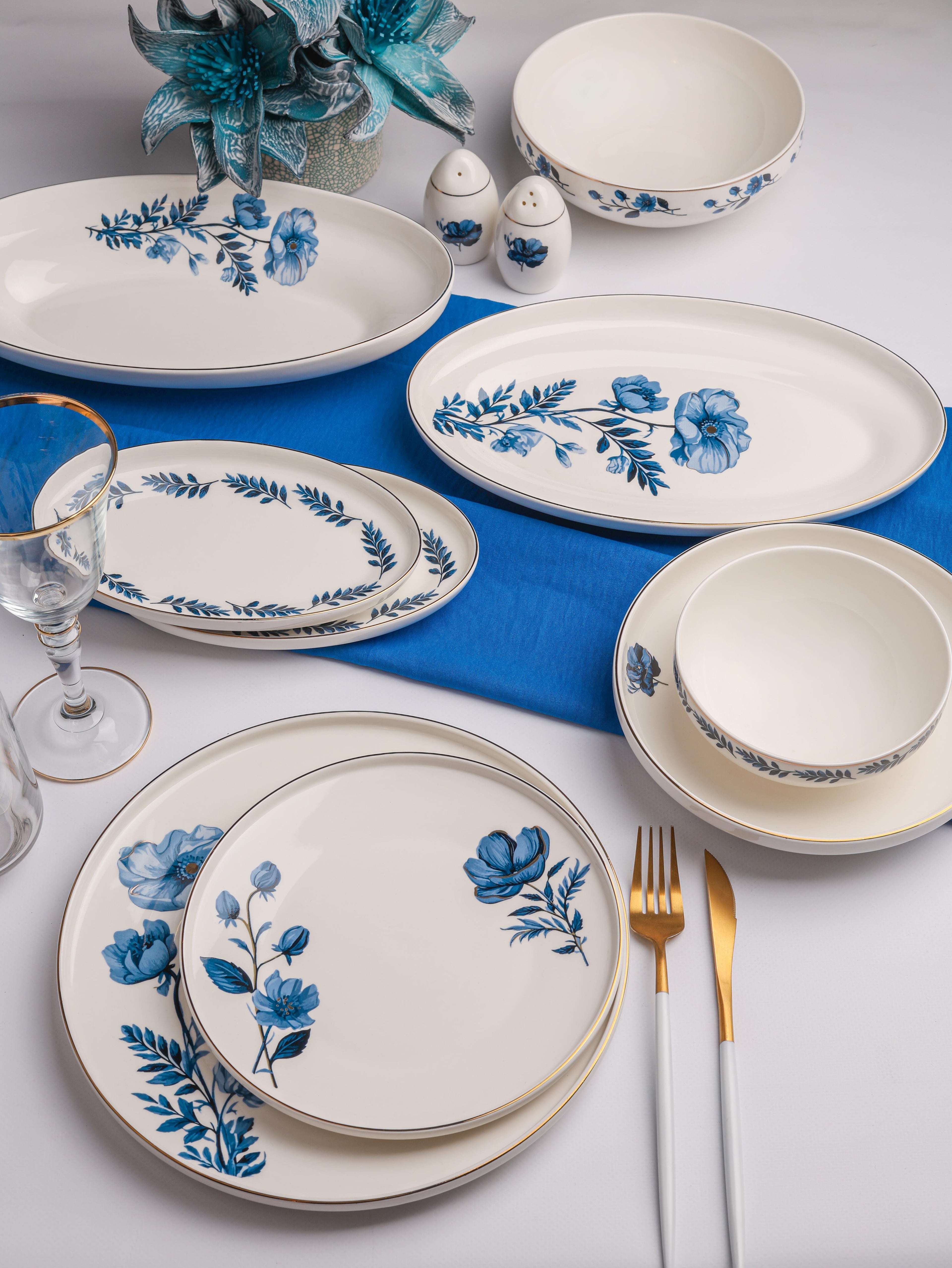 Bone Porselen Blanca 55 Parça Çi̇çekli̇ Yemek Takımı