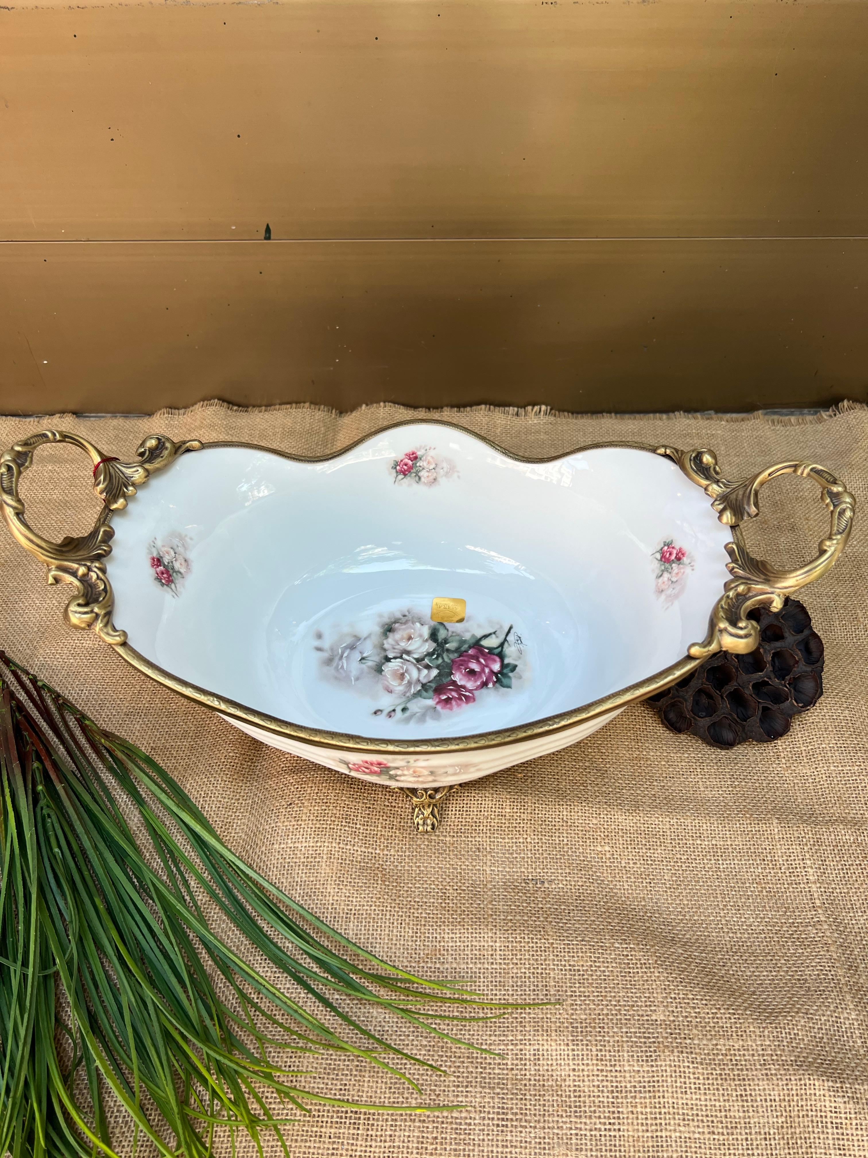 Antique Kulplu Oval Ava Kase Büyük 38x23cm