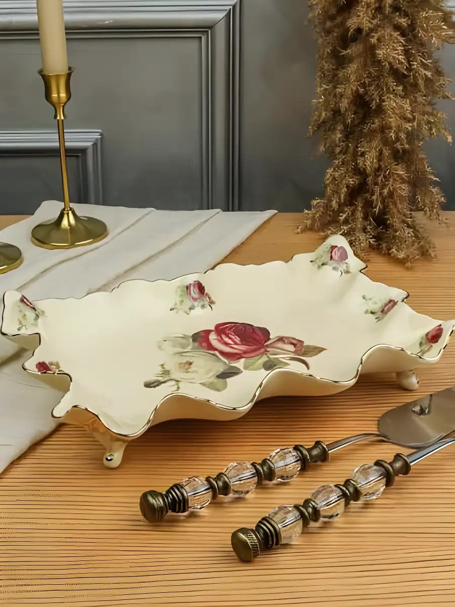 ROSE 31 CM DİKDÖRTGEN AYAKLI SUNUM TABAK