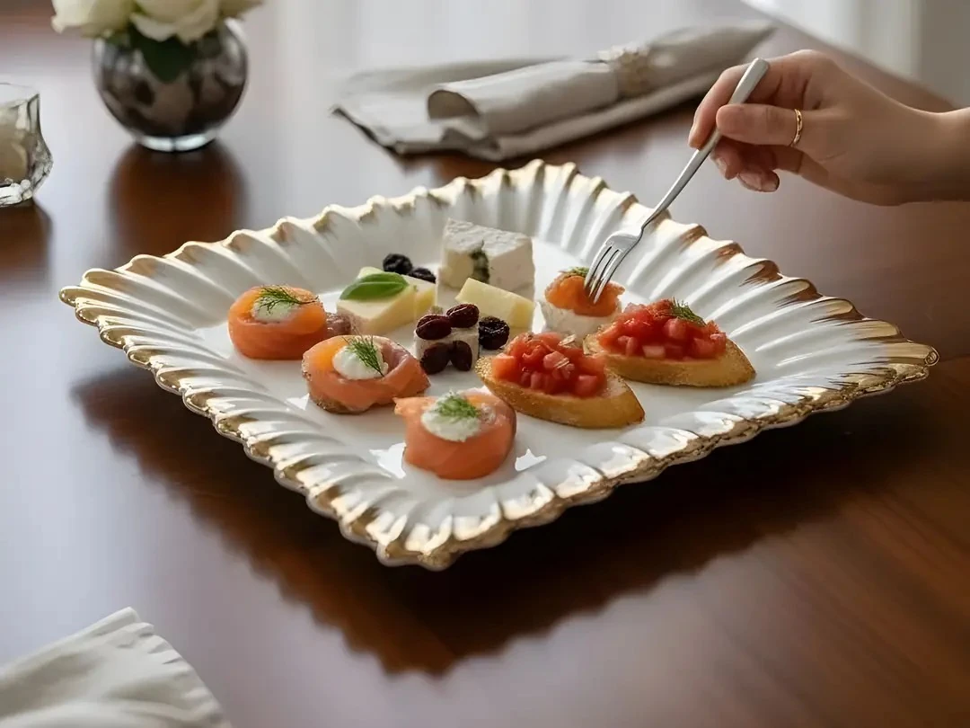 Line Gold Kare Sunum Tabak 27cm