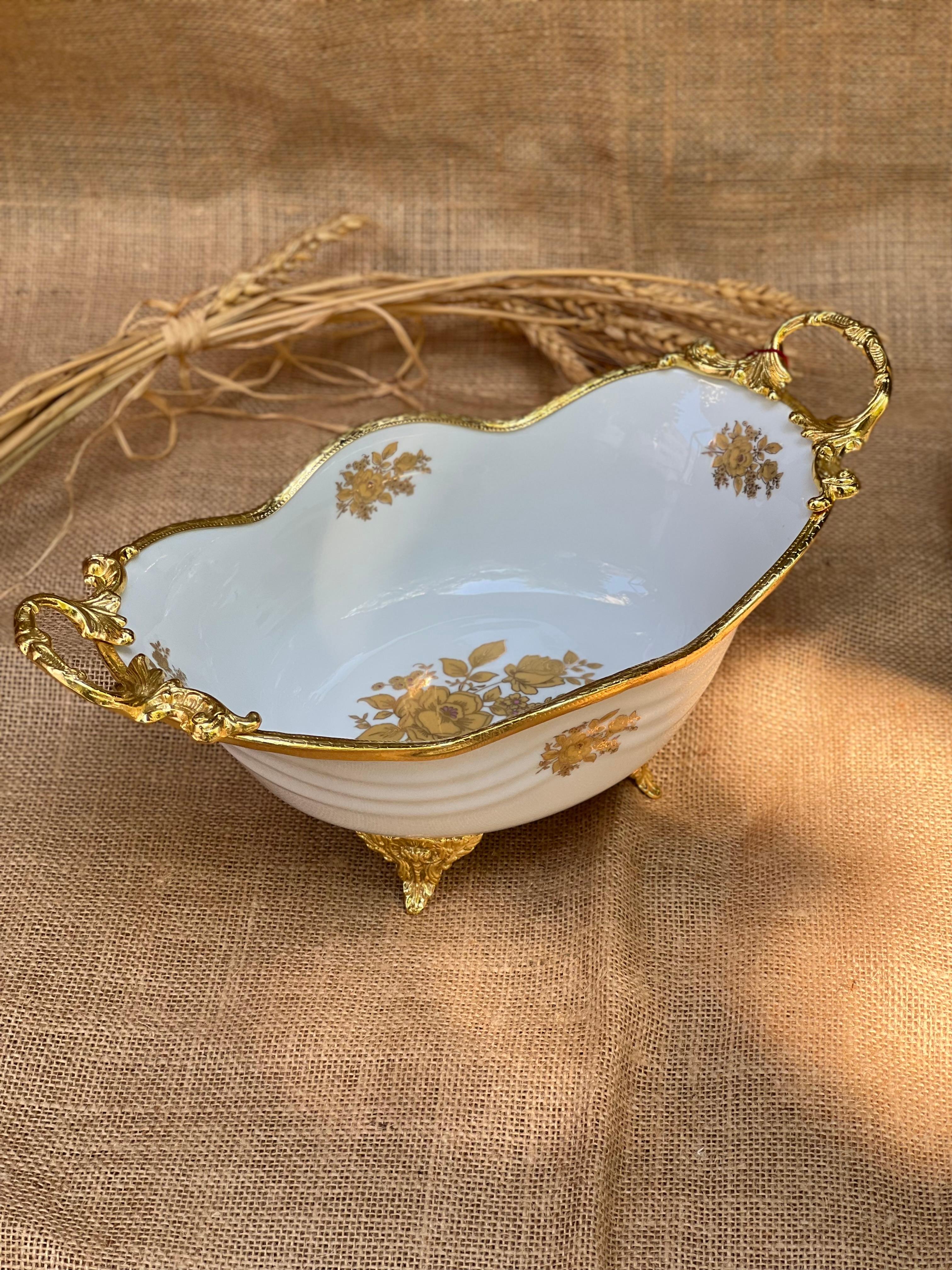 Antique Gold Kulplu Oval Ava Kase Küçük 36x18cm