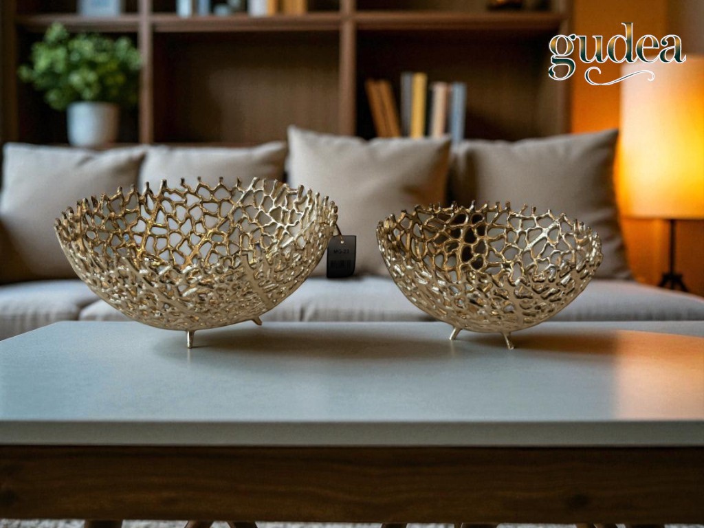 2'li Döküm Dekoratif Tabak Gold 25x11cm - 36x14cm