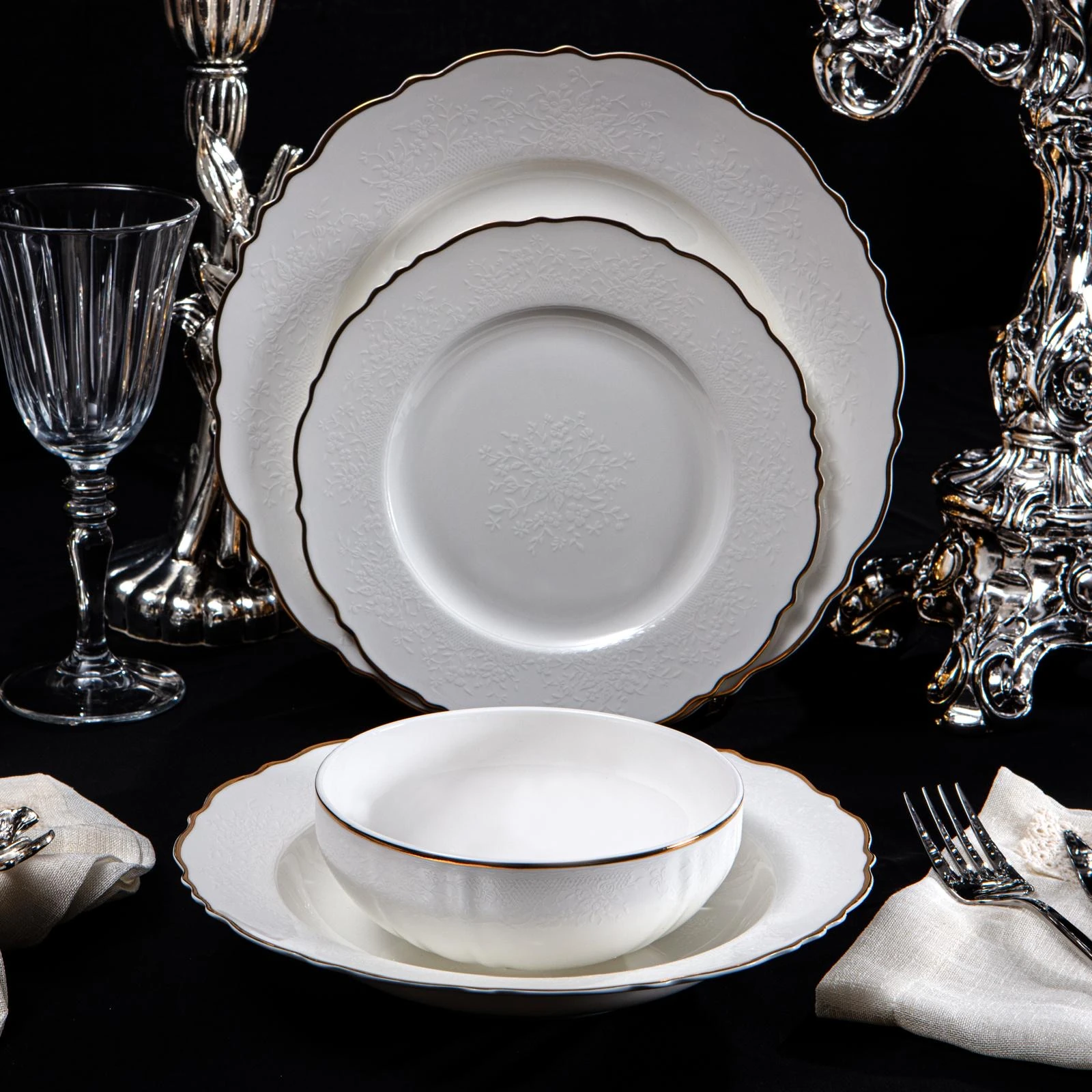 Victoria Relief Gold 24 Parça Yemek Takımı