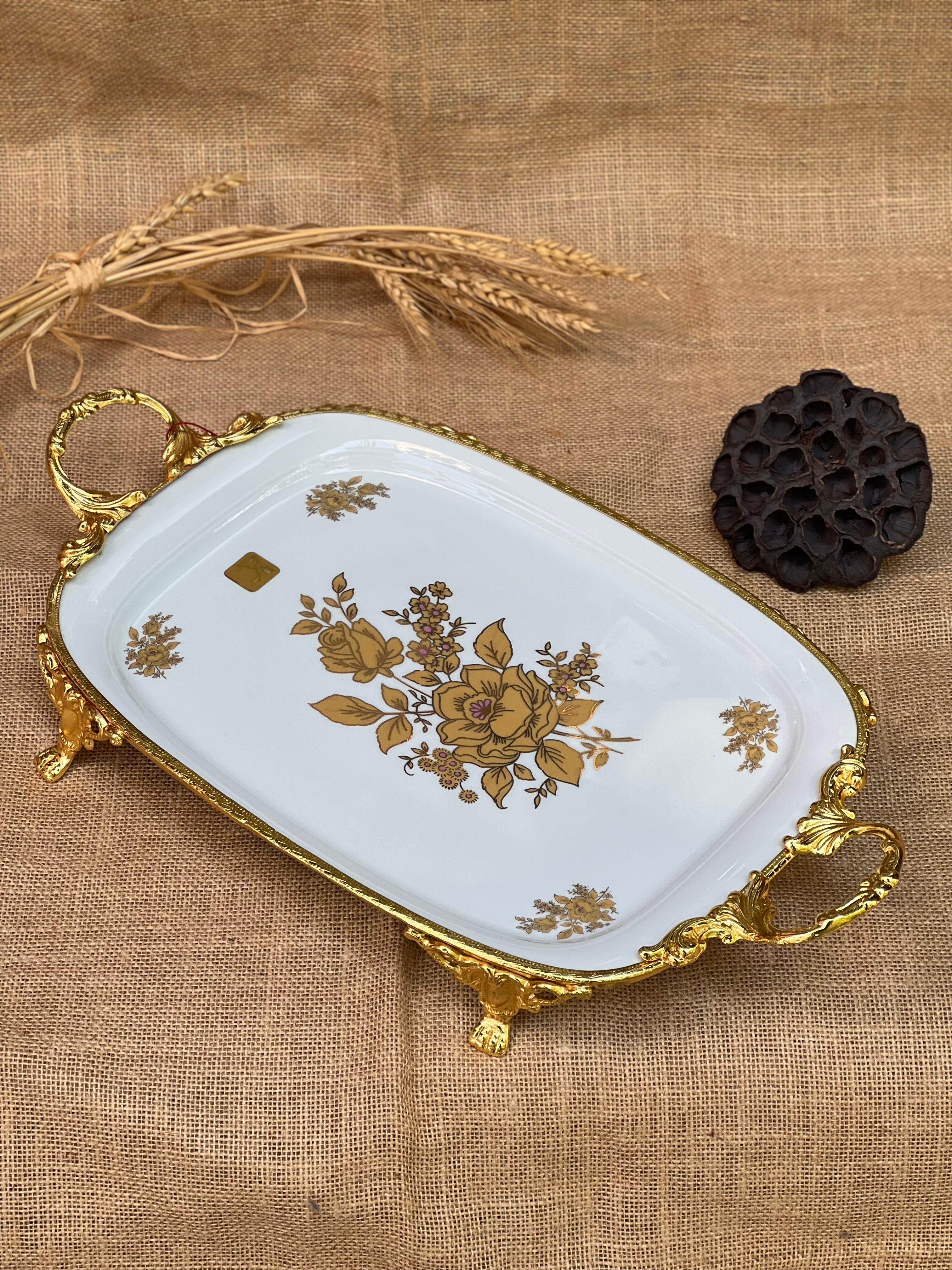 Antique Kulplu Dikdörtgen Tabak 48x25cm
