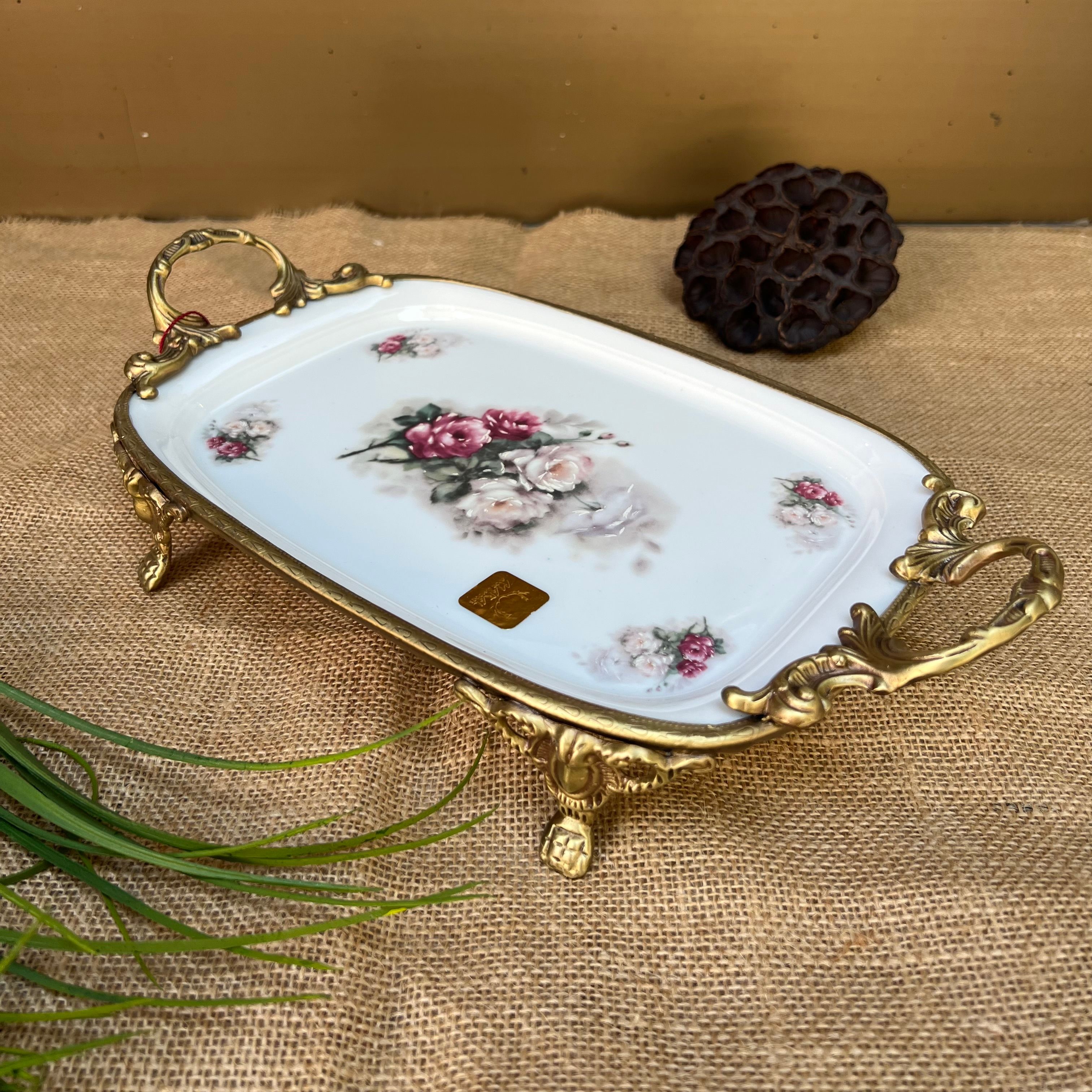 Antique Kulplu Dikdörtgen Tabak 33x18cm