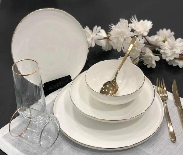 Gold Slender 24 Parça Bone China Yemek Takımı