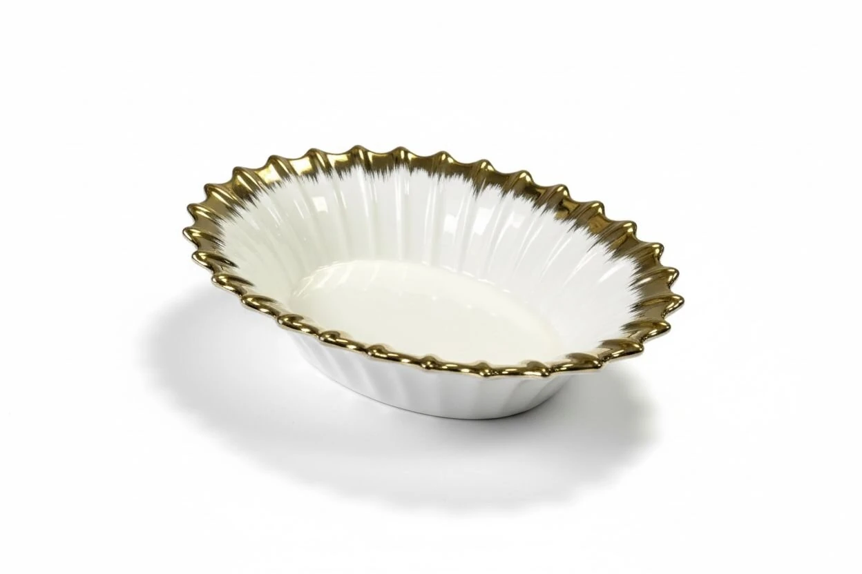 Line Gold Oval Derin Sunum Tabak 30*24cm