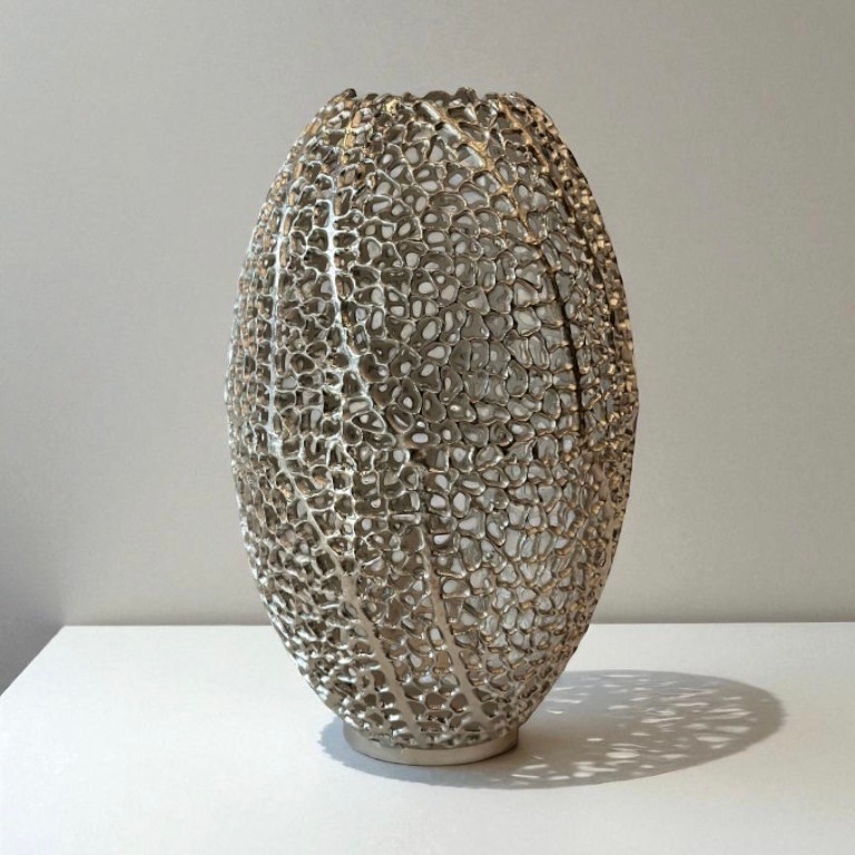 Döküm Vazo Gümüş 52cm