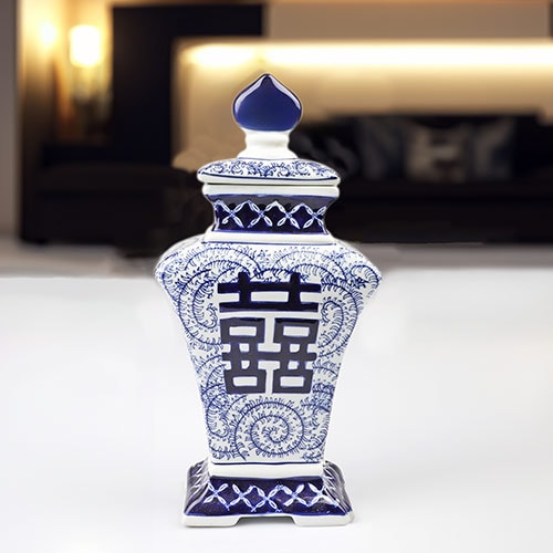 Bleu Blanc Porselen Köşeli Küp  36cm
