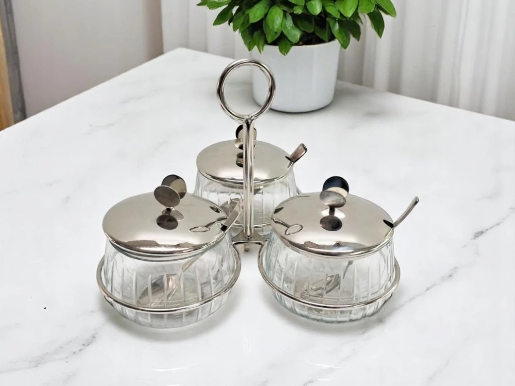 3'lü Pirinç Baharatlık Gümüş