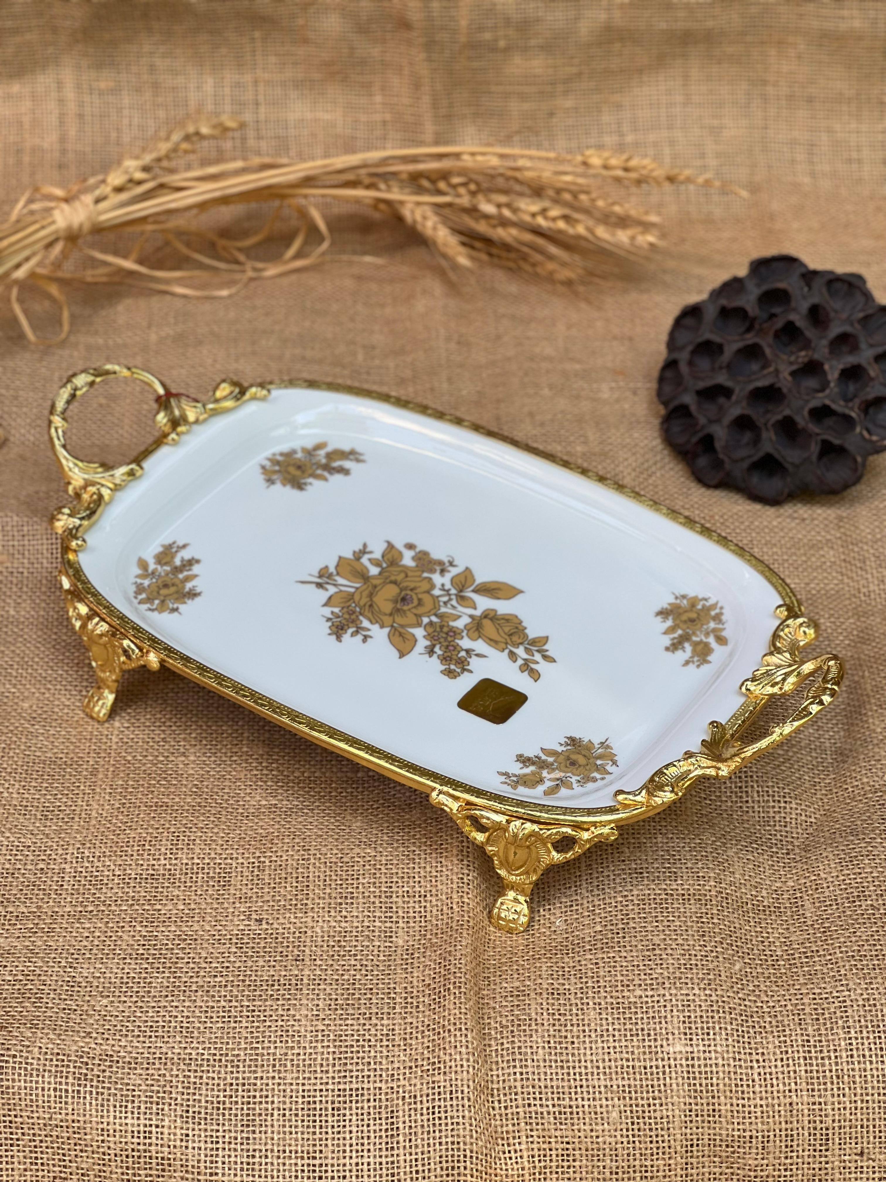 Antique Kulplu Dikdörtgen Tabak 35x19cm