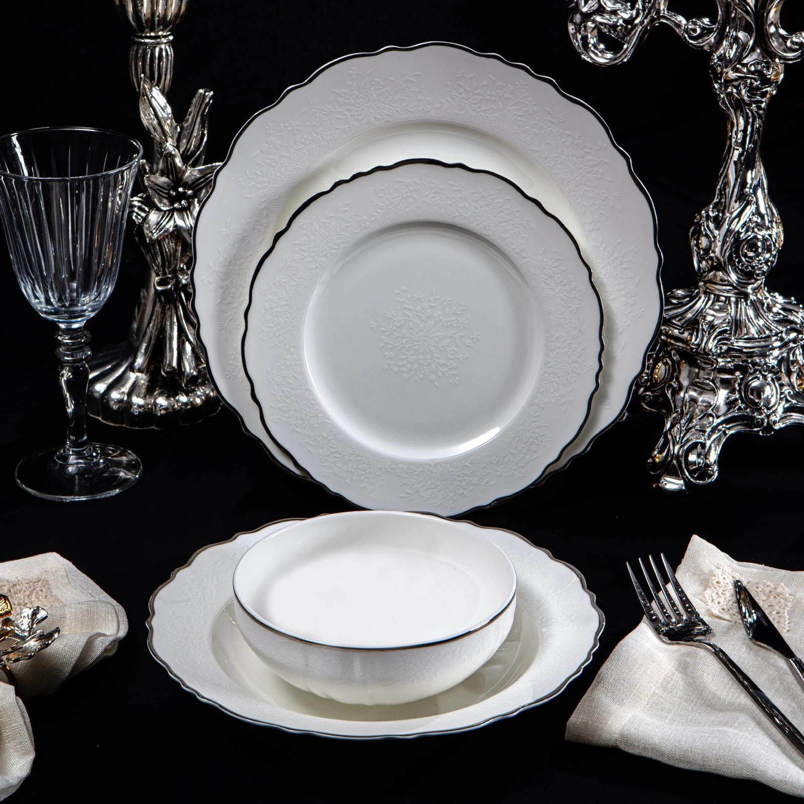 Victoria Relief Silver 24 Parça Yemek Takımı