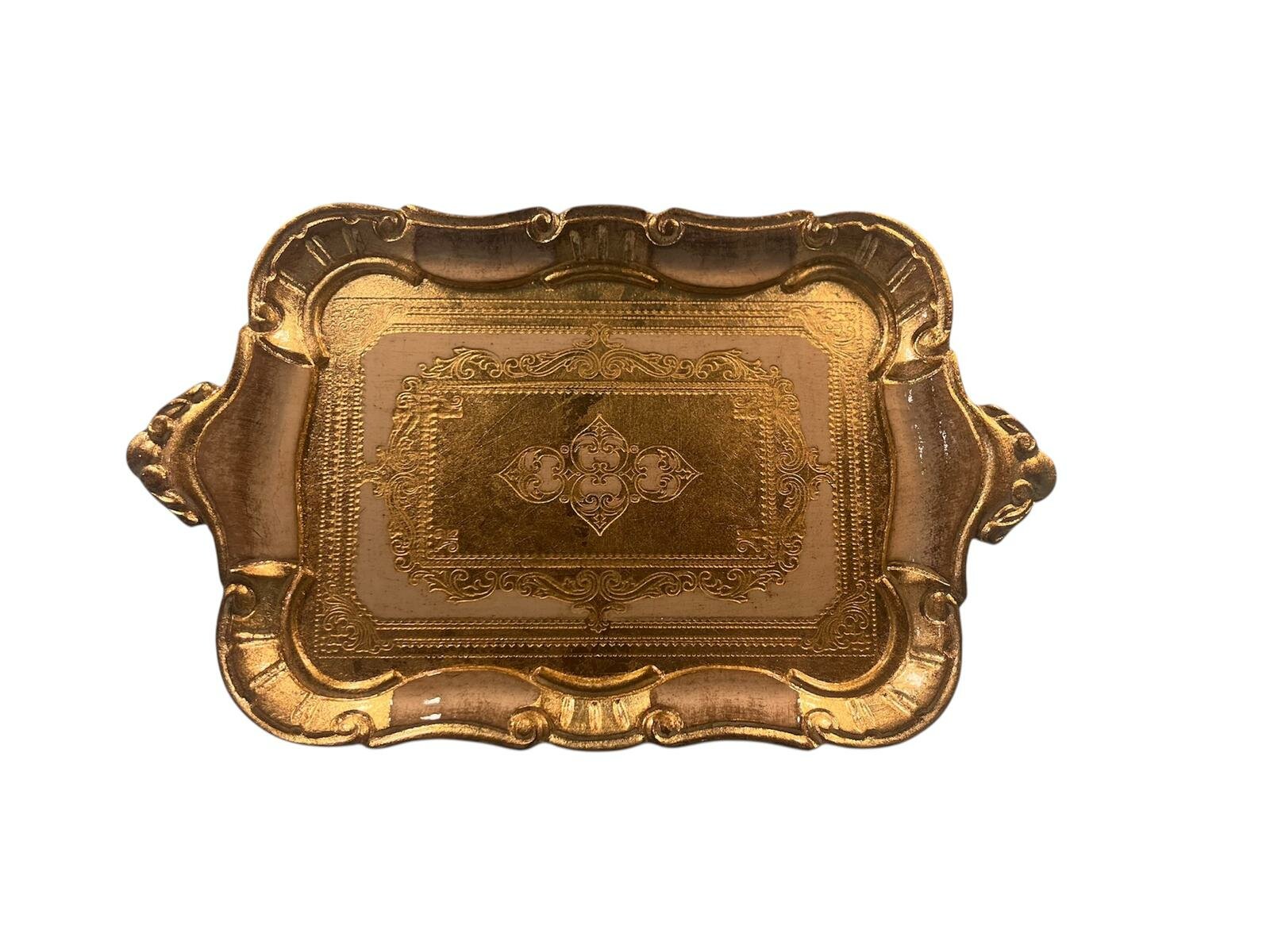 Orijinal İtalyan Gülağacı Dikdörtgen Kulplu Kahve Tepsi Ivory 32x20cm Tek Kişilik