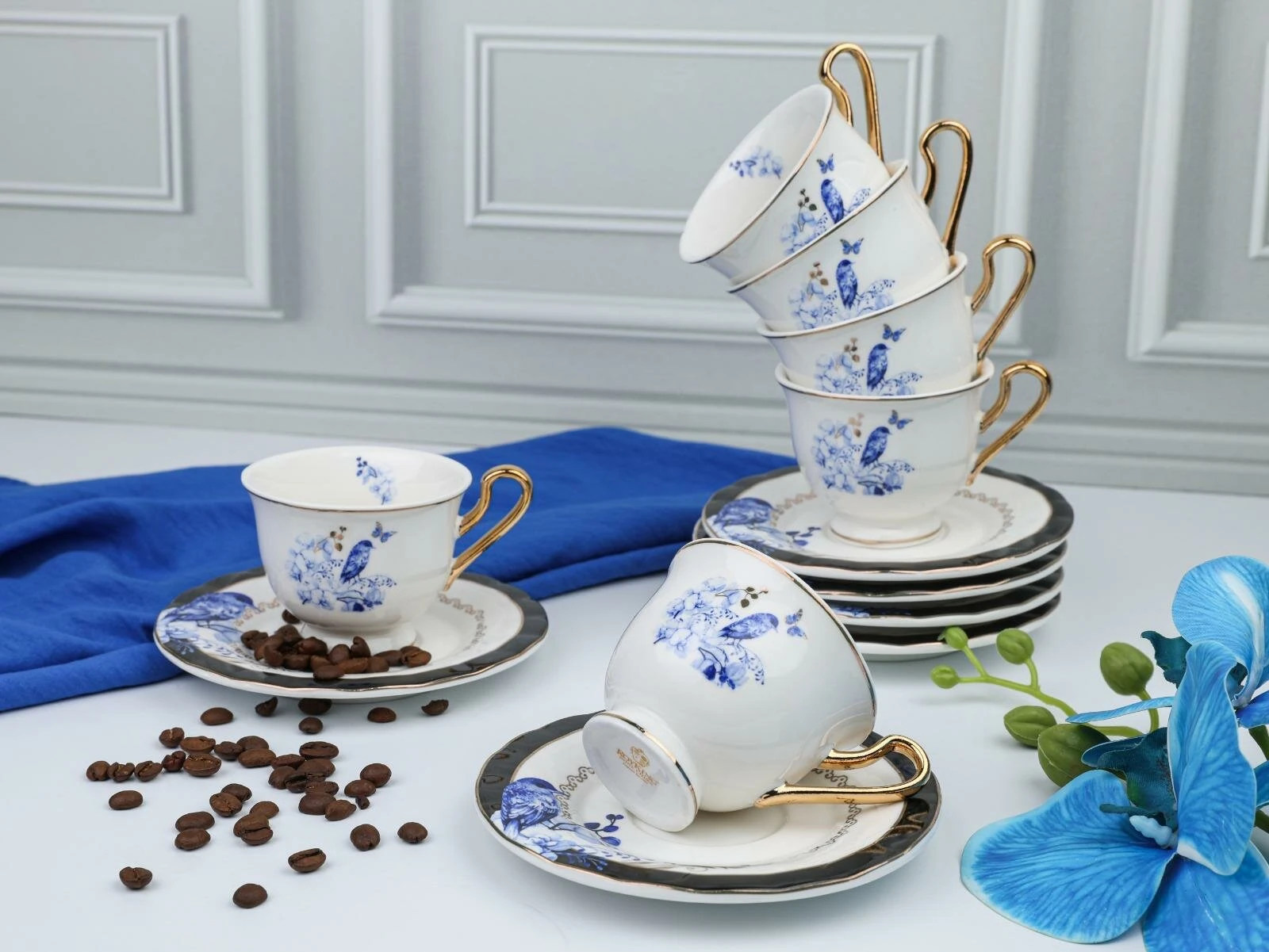 Paulina 6 Kişilik Kahve Fincan Takımı (Kuş Model)