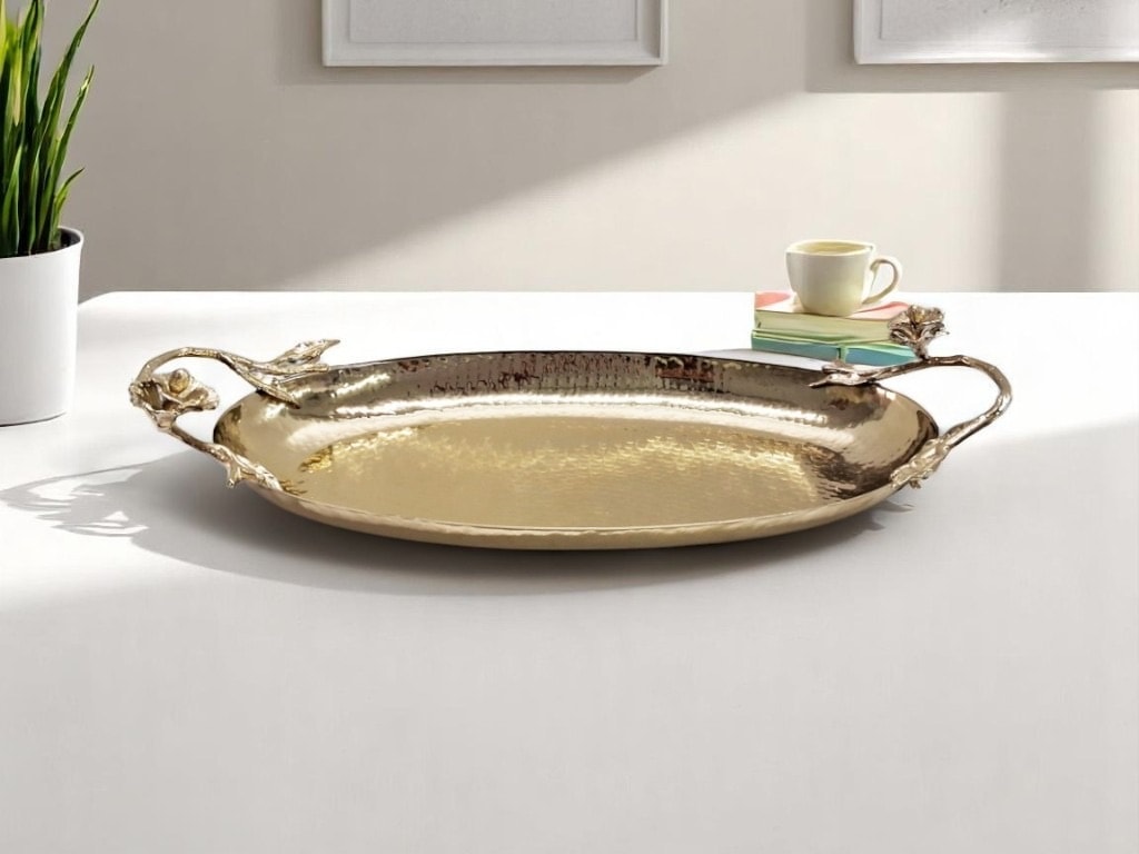Pirinç Tepsi Büyük Boy Gold
