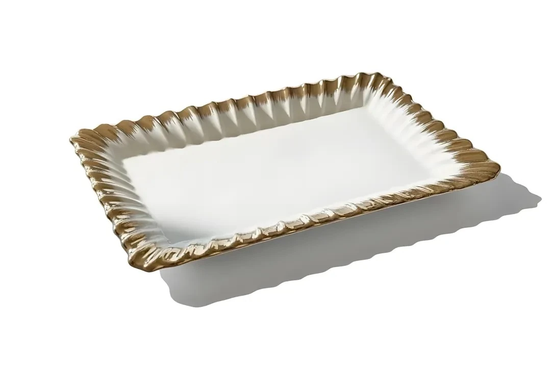 Line Gold Dikdörtgen Sunum Tabak 36*25cm