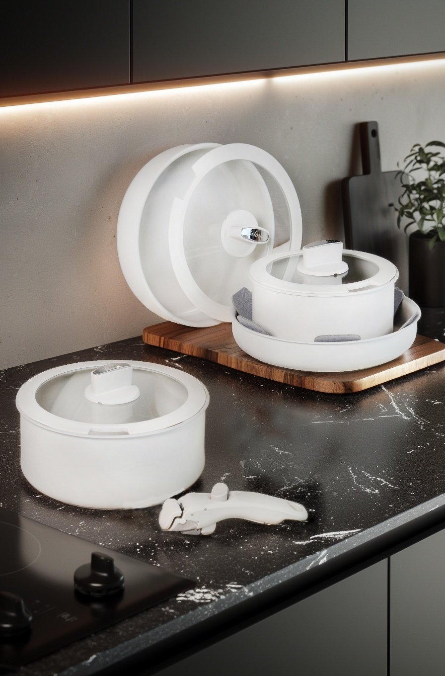 Belariva Easy Cook Beyaz 8 Parça Tencere Seti