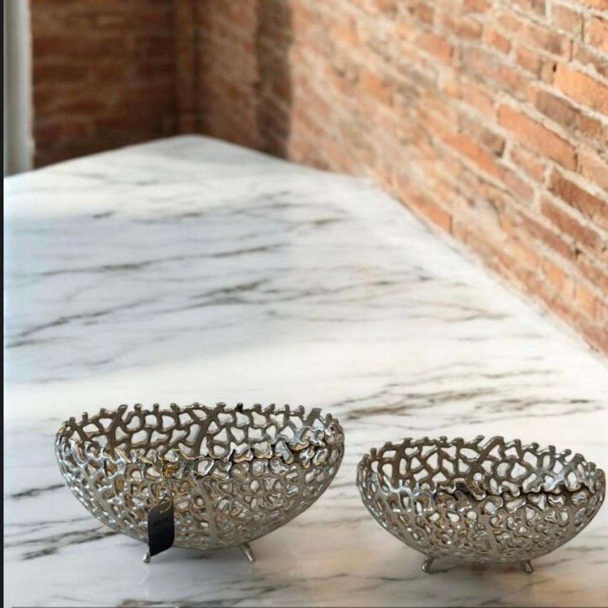 Almeda Brass Döküm Dekoratif 2'li Gondol Gümüş  19*31 - 22*38 cm
