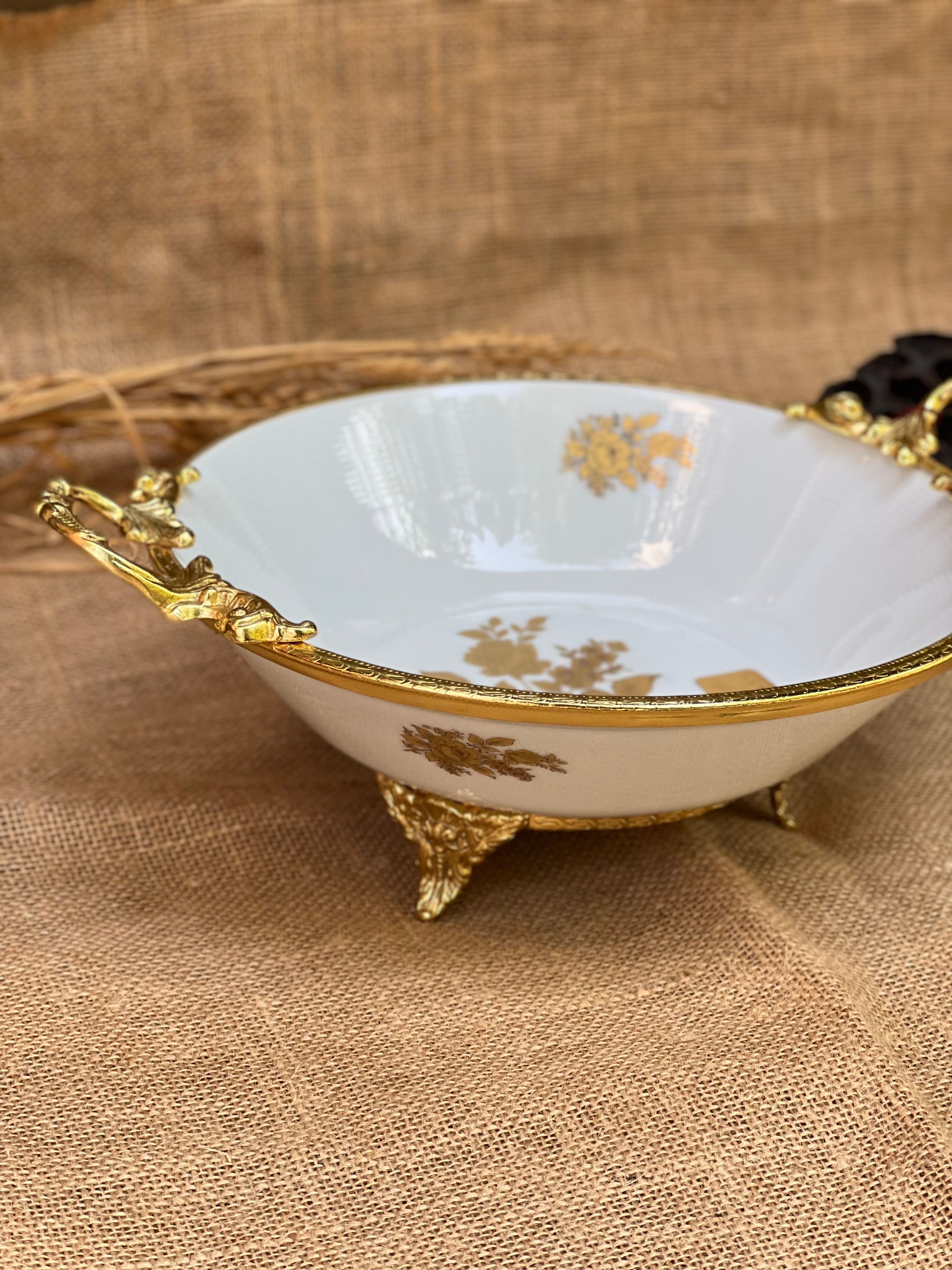 Antique Kulplu Gold Derin Kase 25cm