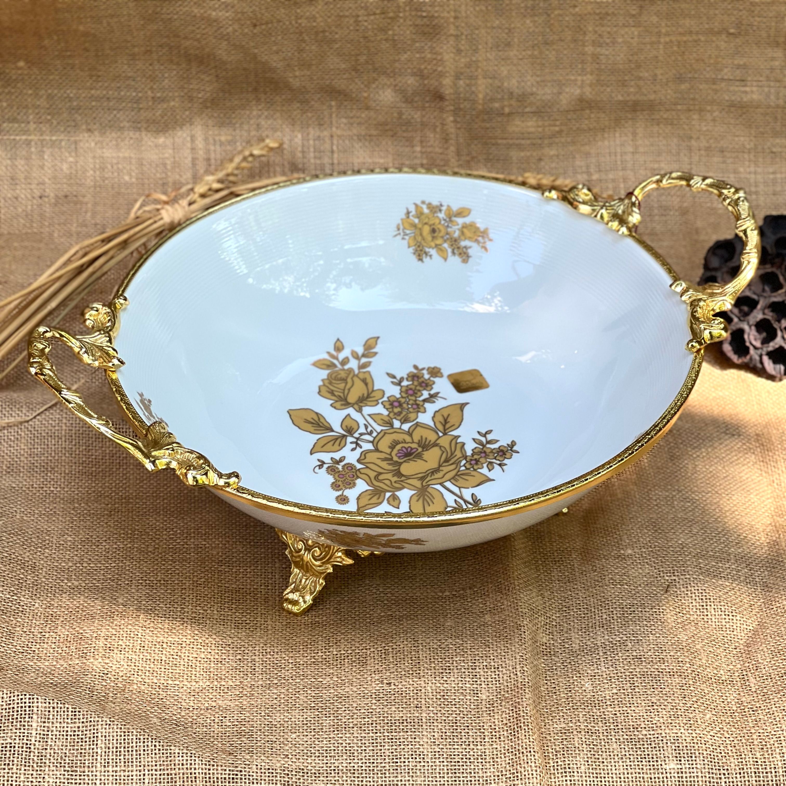 Antique Kulplu Gold Derin Kase 32cm
