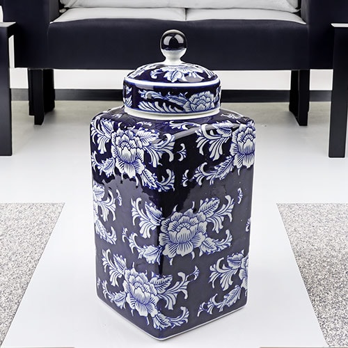 Bleu Blanc Porselen Köşeli Küp  35cm