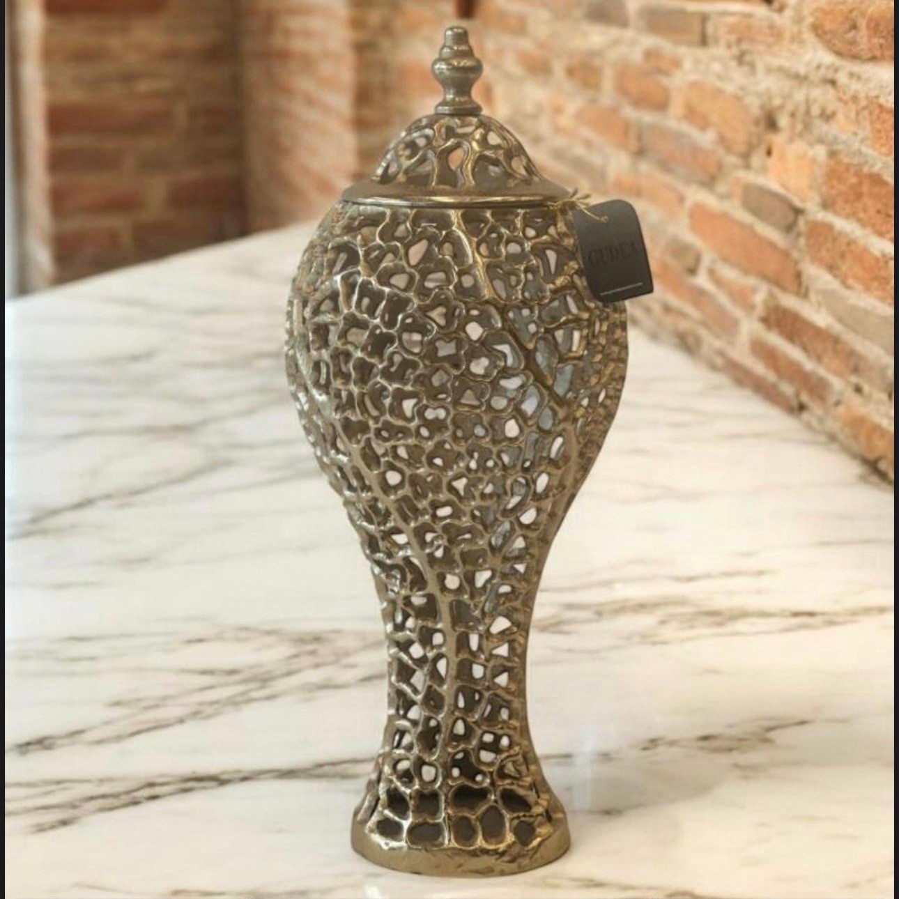 Almeda Brass Döküm Dekoratif Küp Gold 52cm