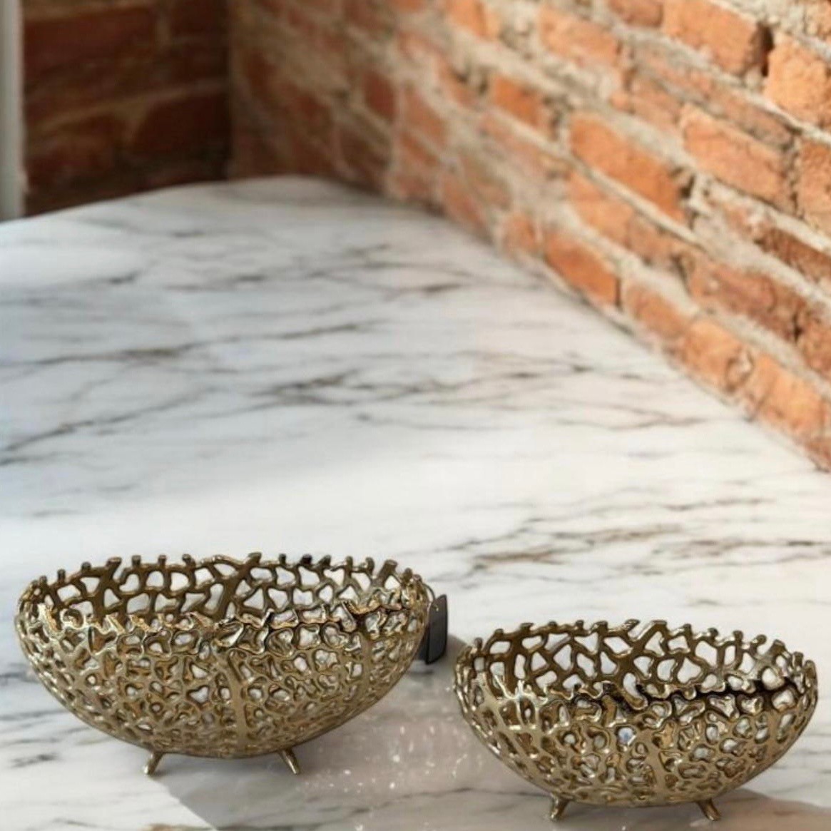 Almeda Brass Döküm Dekoratif 2'li Gondol Gold 19*31 - 22*38 cm