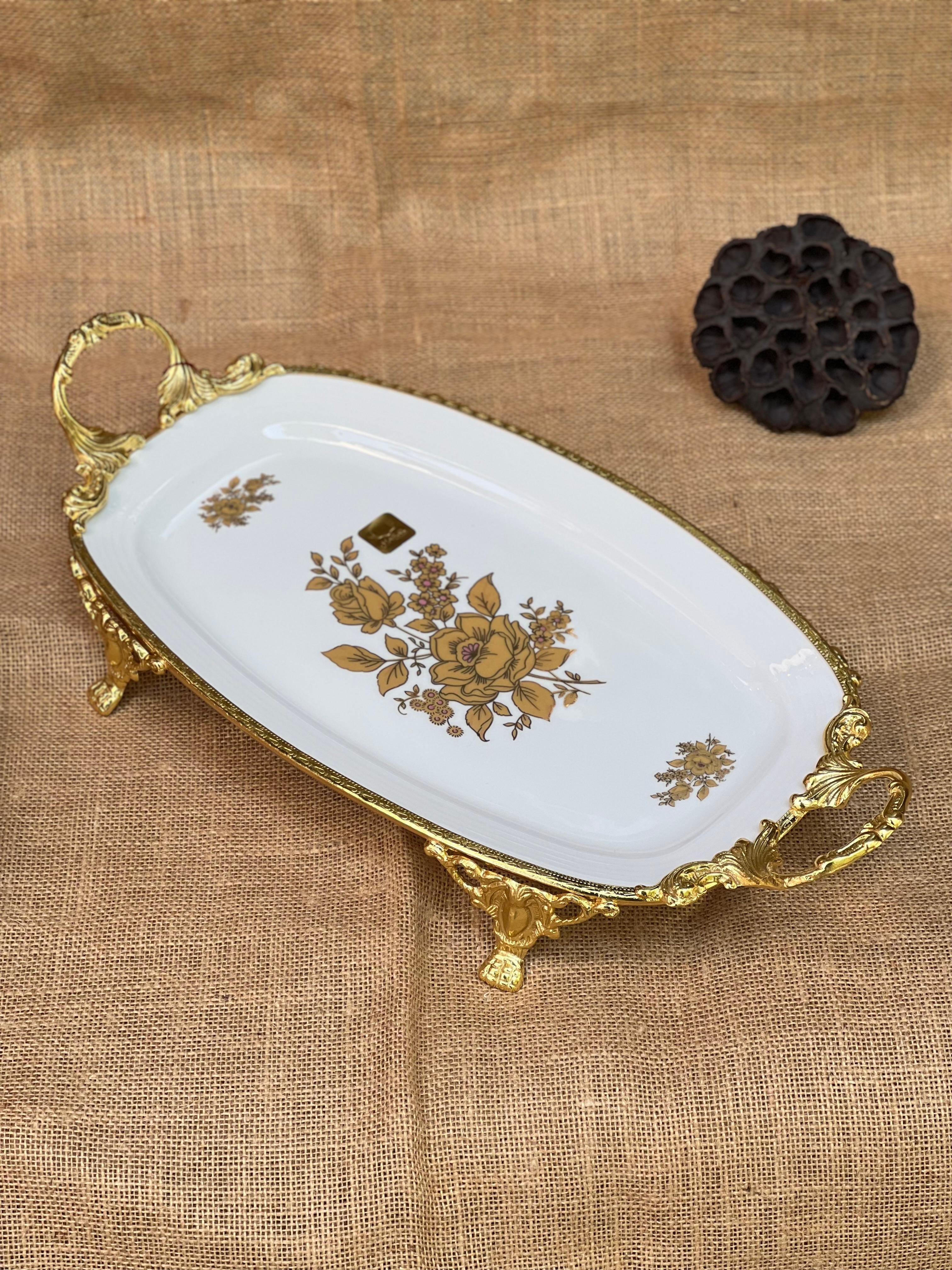 Antique Kulplu Dikdörtgen Tabak 46x22cm