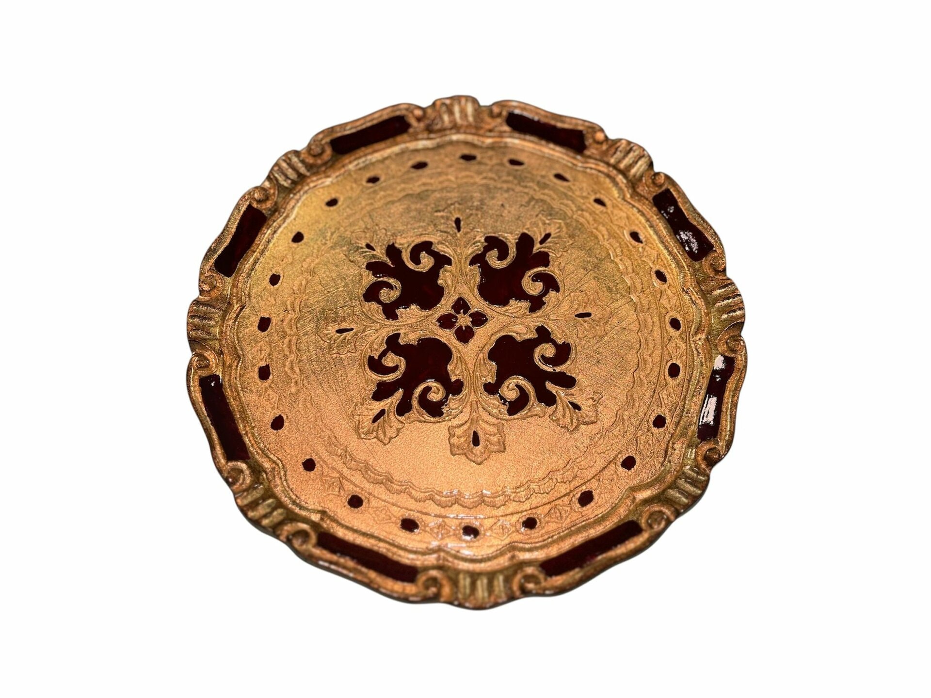 Orijinal İtalyan Gülağacı Yuvarlak Tepsi Bordeaux 24cm Tek Kişilik