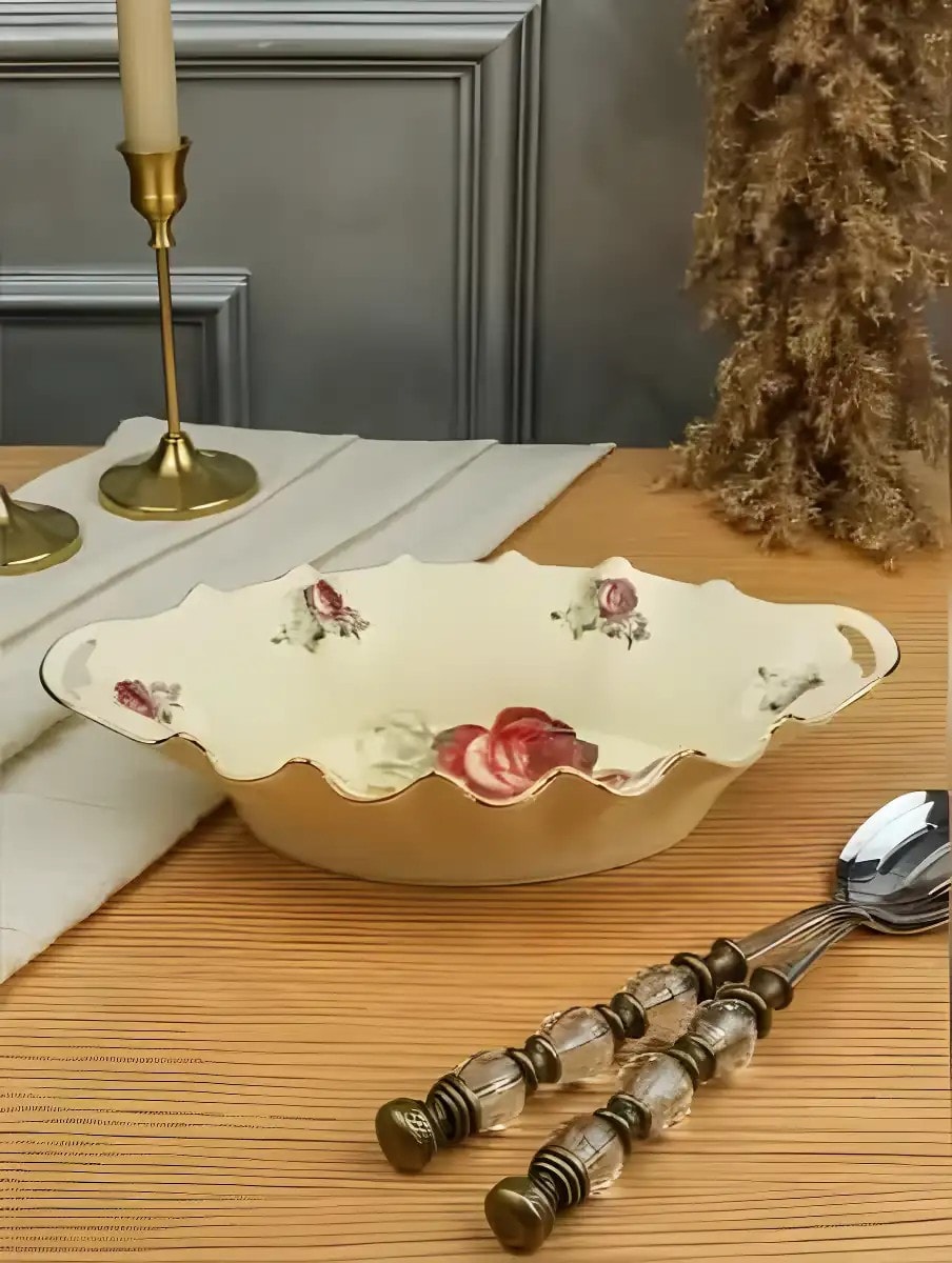 ROSE 29 CM OVAL KULPLU DERİN SUNUM TABAK