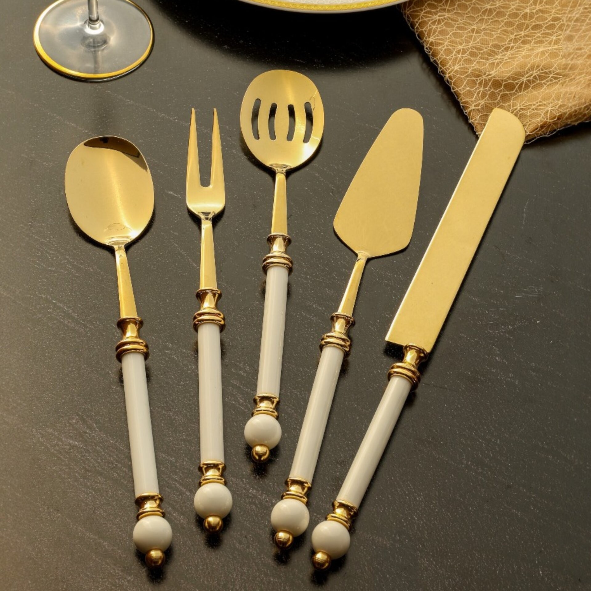 Knob Titanyum Gold 5 Parça Servis Seti