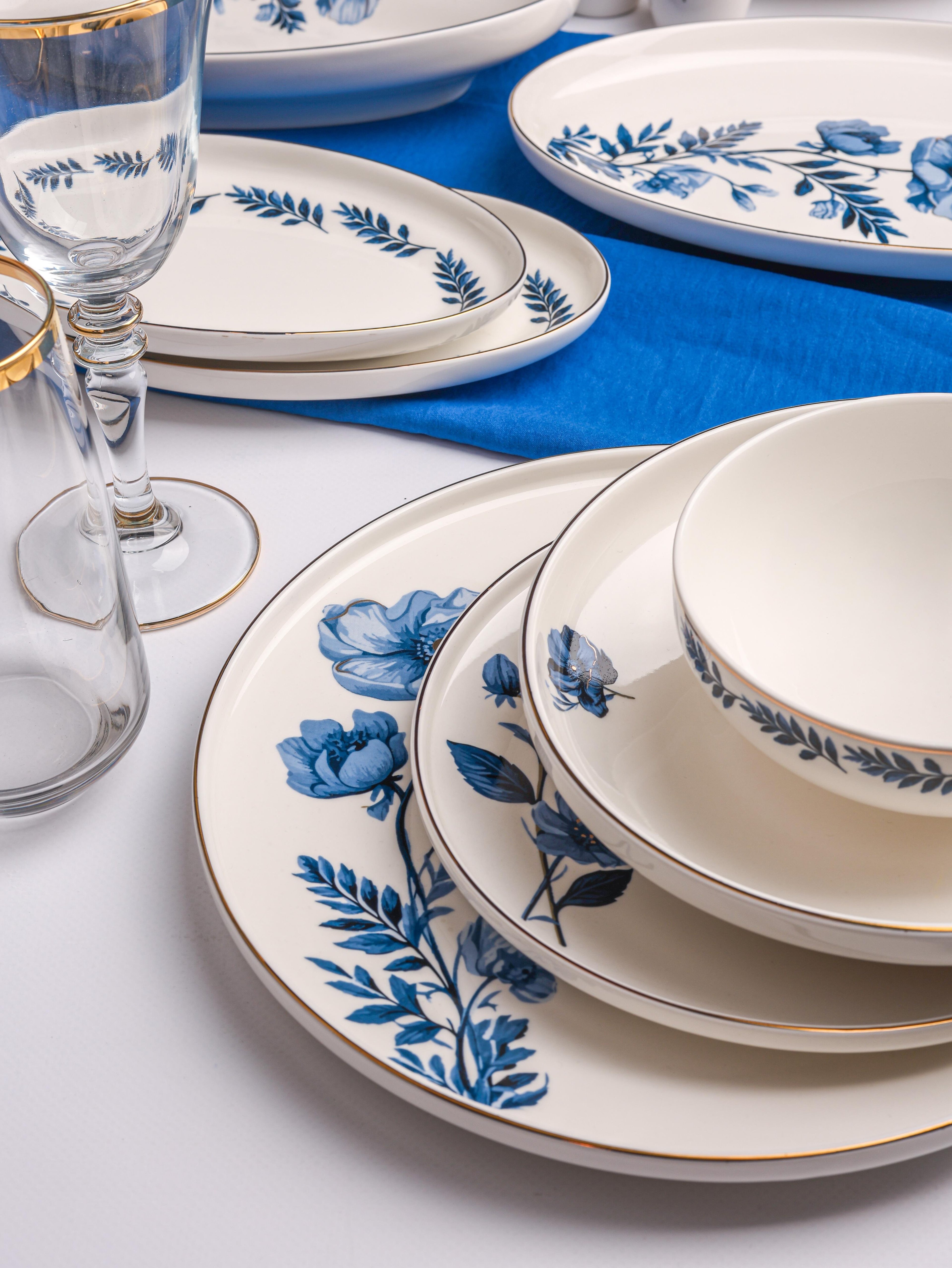 Bone Porselen Blanca 55 Parça Çi̇çekli̇ Yemek Takımı