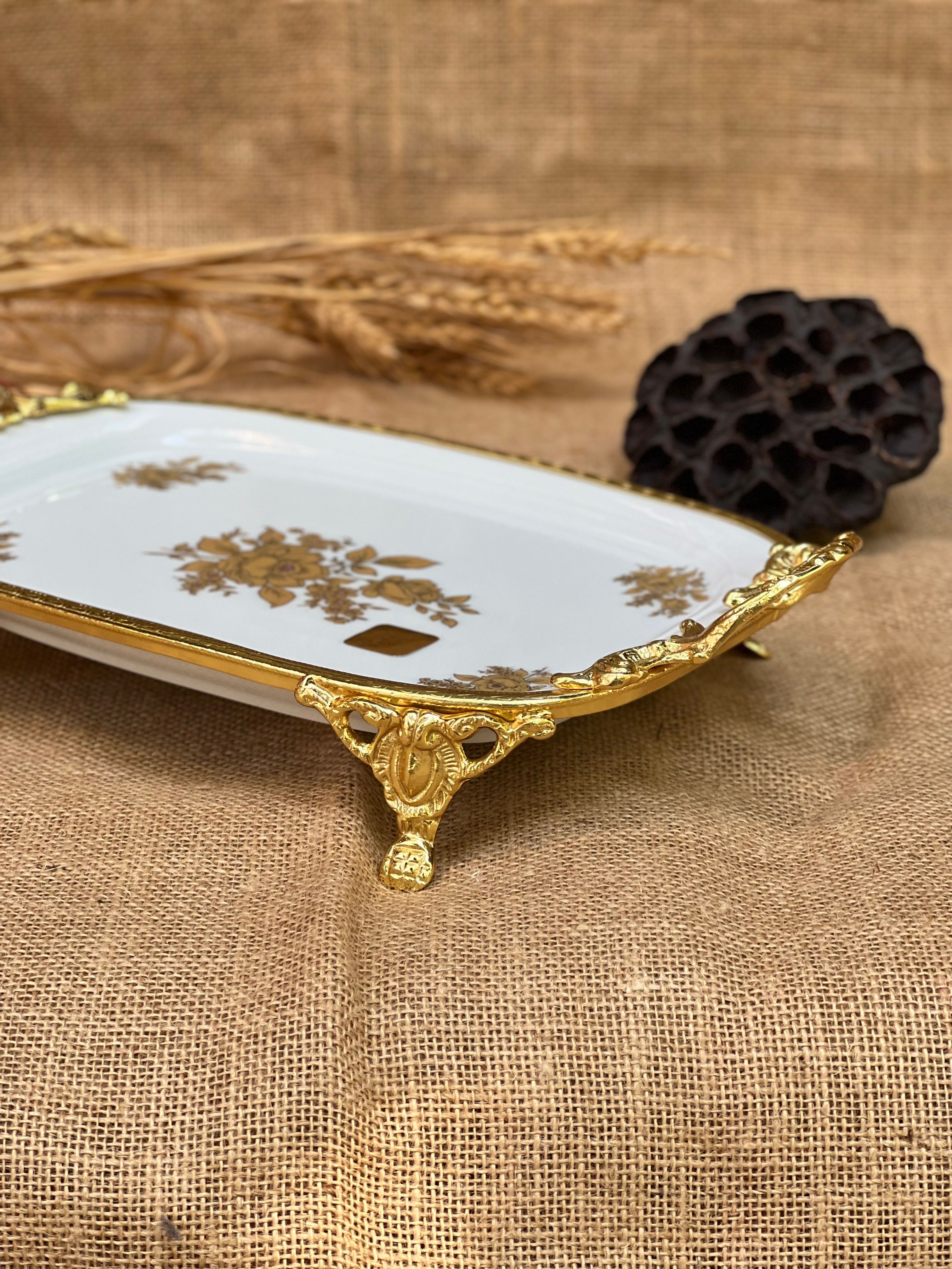Antique Kulplu Dikdörtgen Tabak 35x19cm
