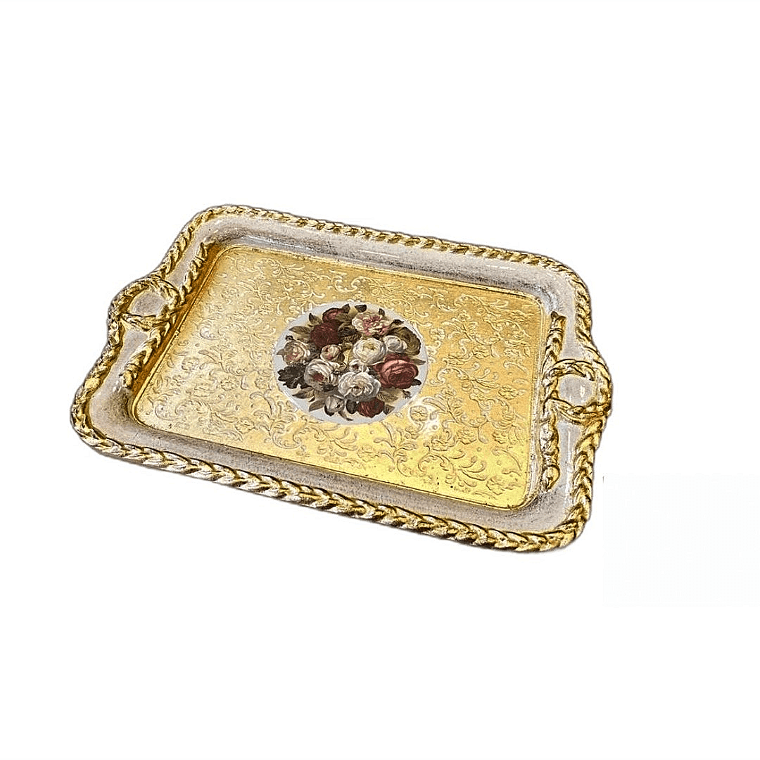 Orijinal İtalyan Gülağacı Dikdörtgen Tepsi Ivory 43x29cm