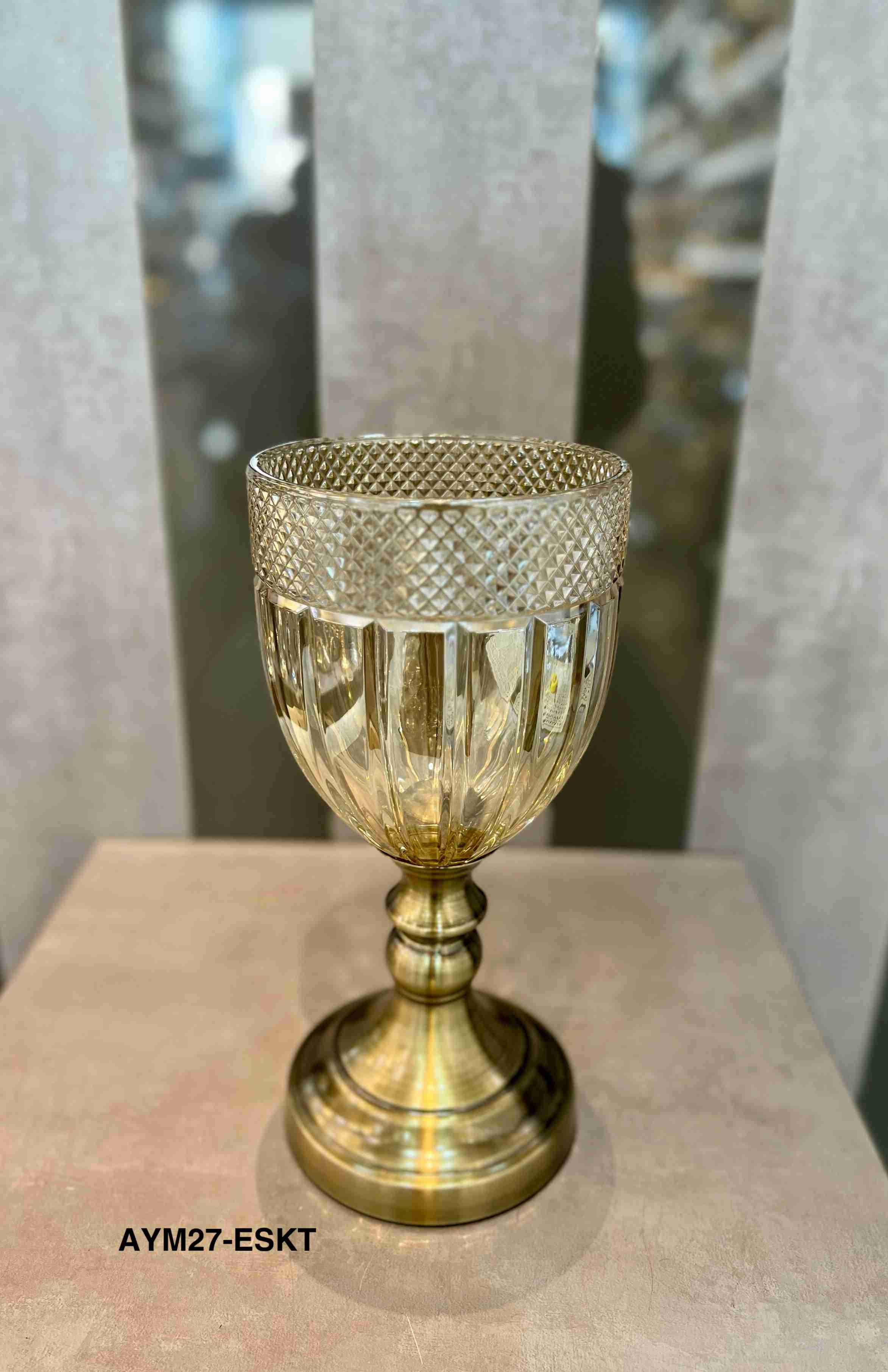 Cam Vazo Antik Gold 31X14Cm