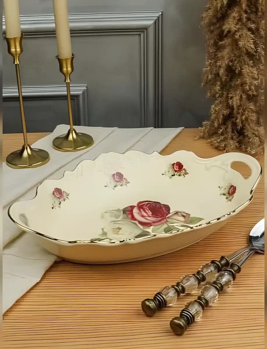 ROSE 37 CM OVAL DERİN KULPLU SUNUM TABAK