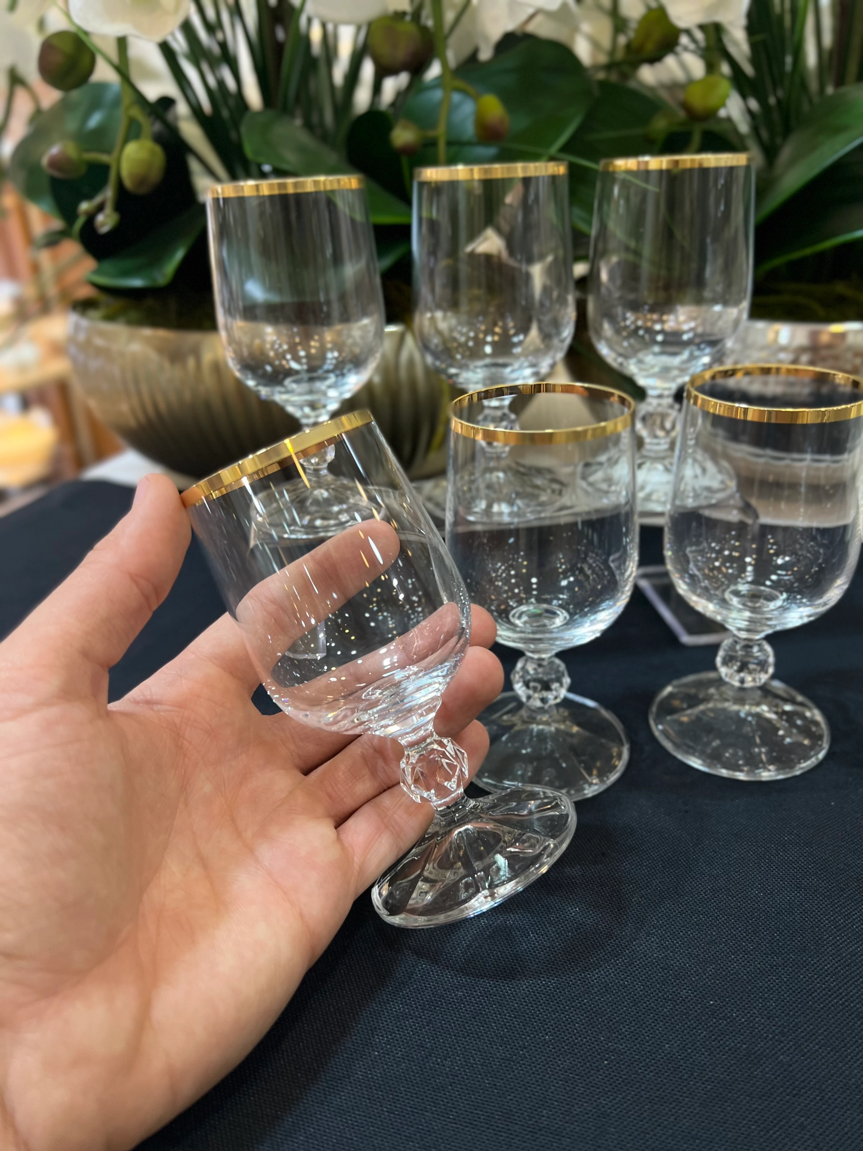 Kristal 6'lı Kahve Yanı Bardak Yaldız 135ml