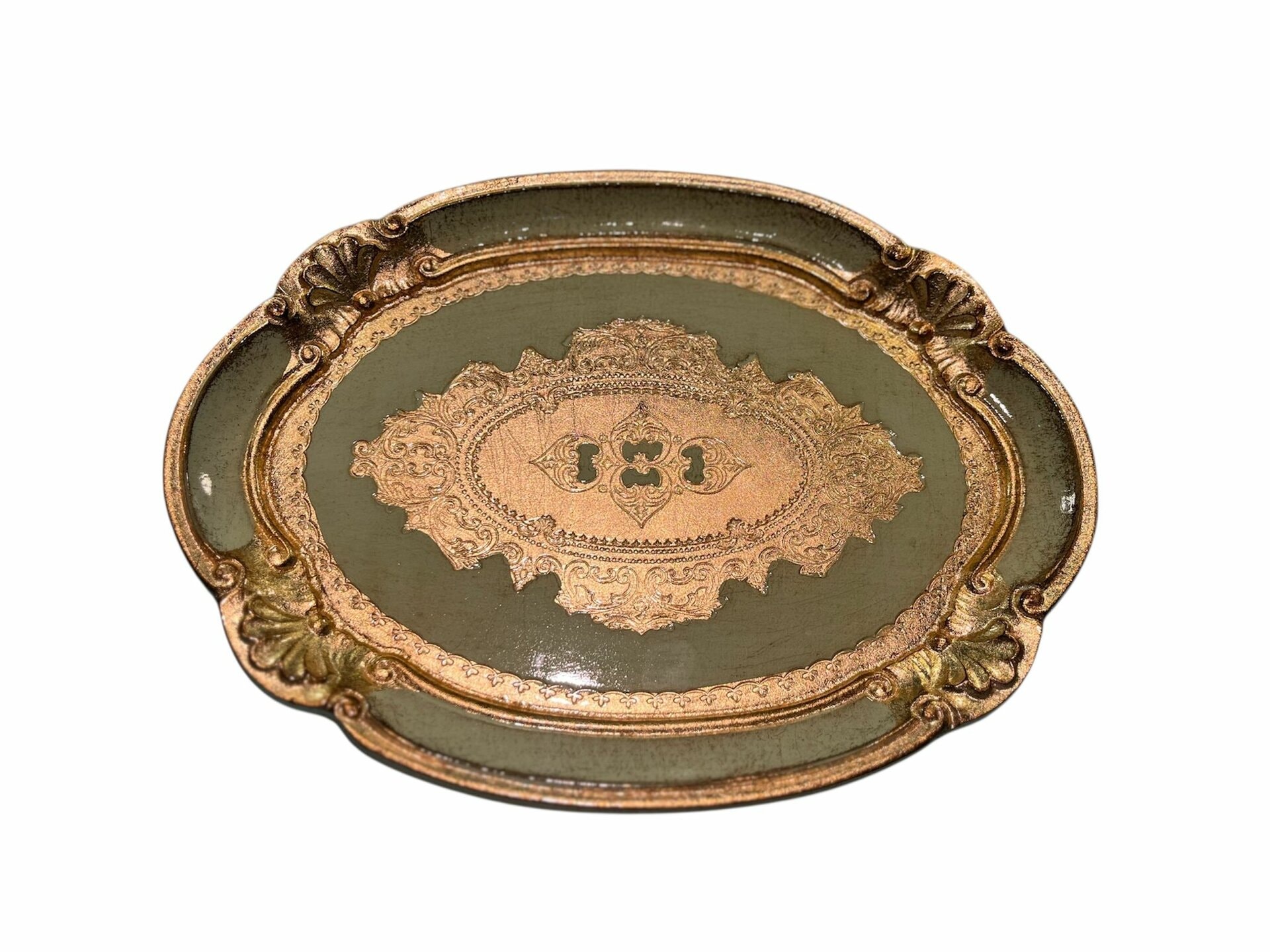 Orijinal İtalyan Gülağacı Oval Tepsi Ivory 30x22cm Tek Kişilik