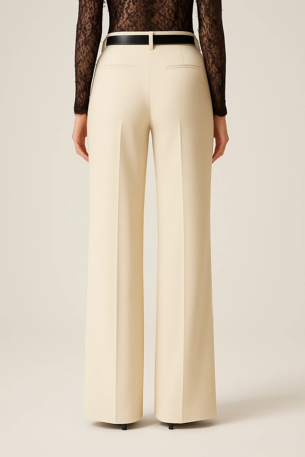 KEMER DETAYLI SATEN KLASİK PANTOLON 