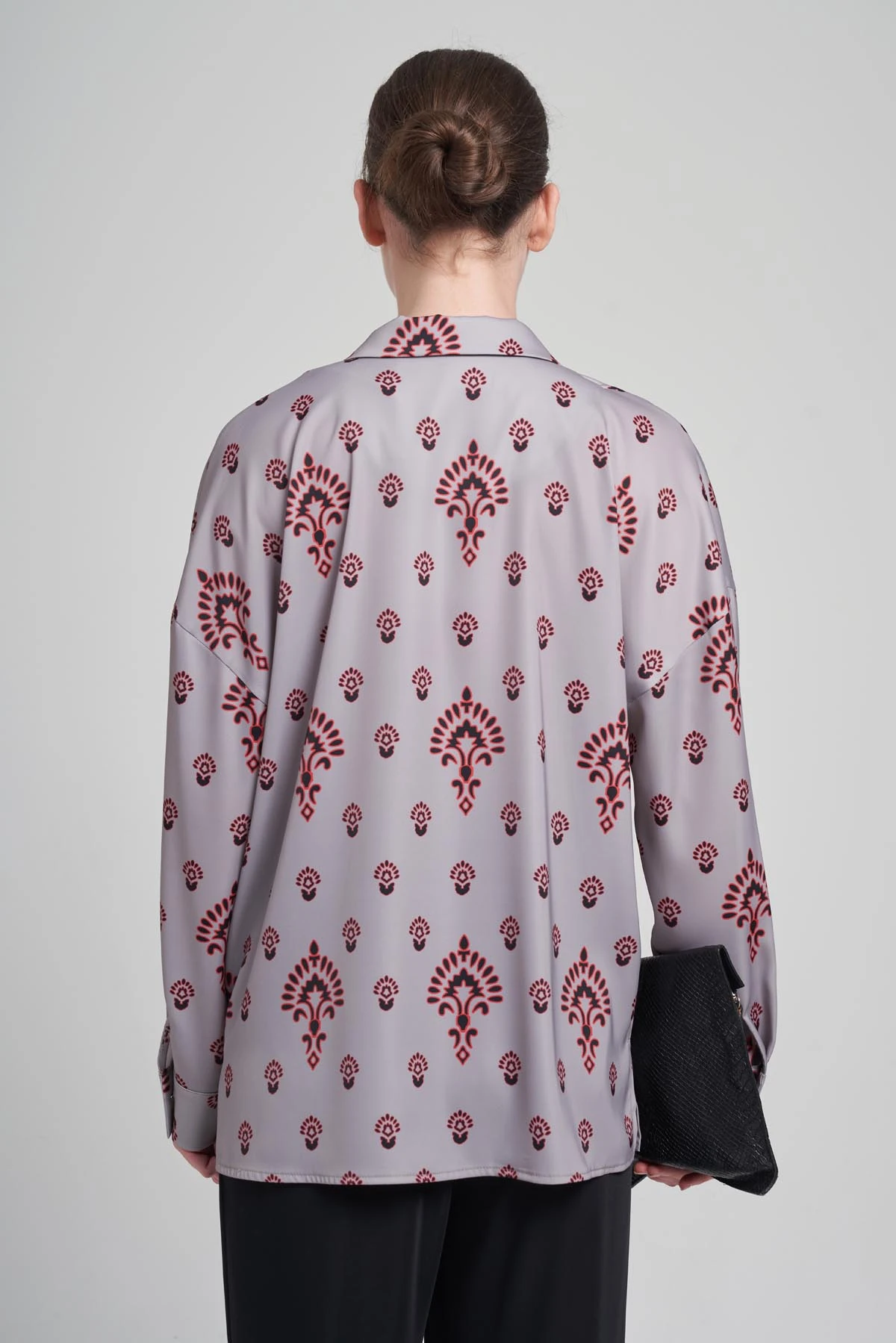 Si Design Düğme Detaylı Desenli Regular Gömlek