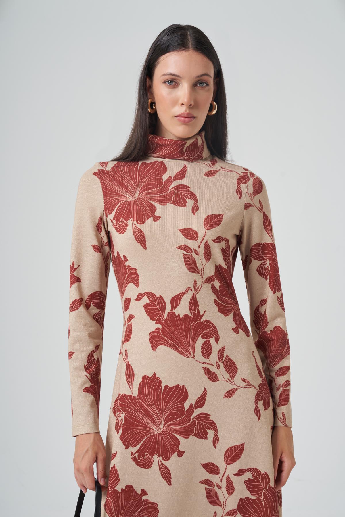 IŞILTI DETAYLI MAXİ BOY ÖRME ELBİSE 