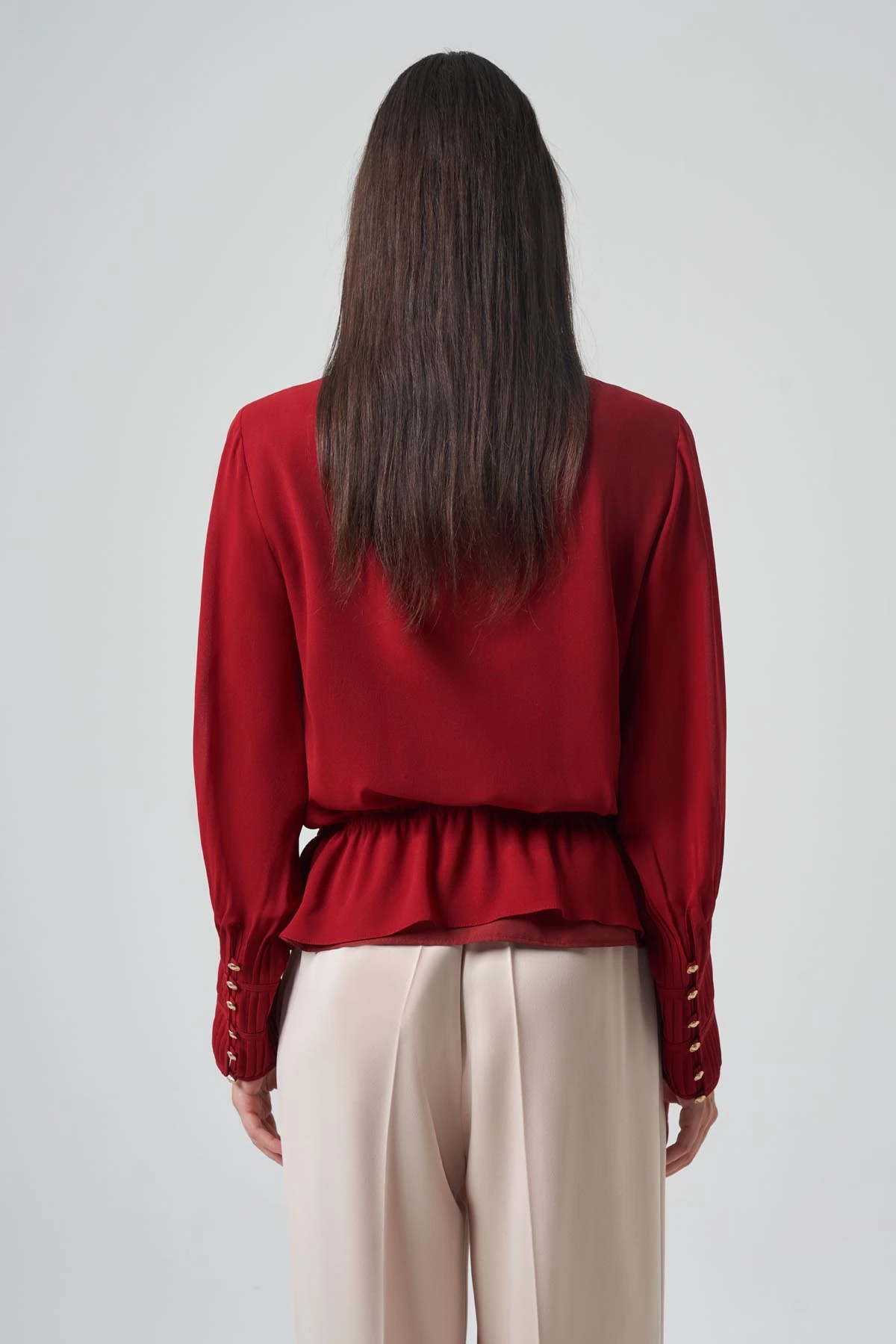 YAKA VE KOLU NERVÜR DETAYLI BLUZ 