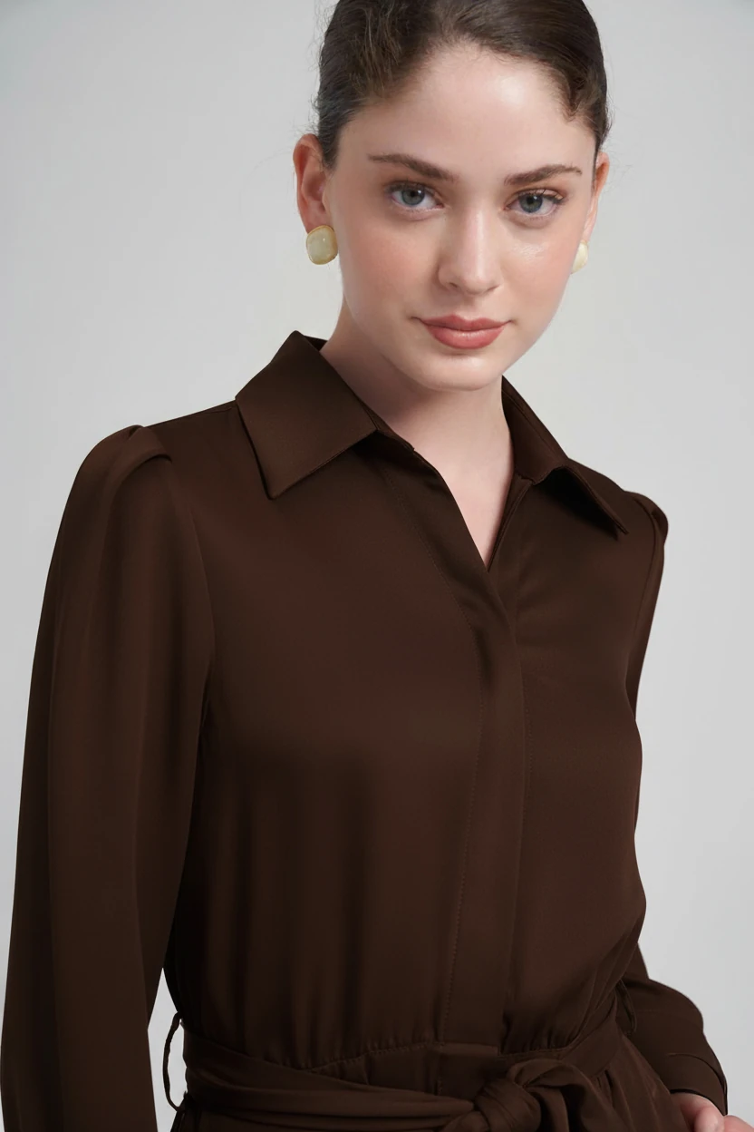 TAM BOY KUŞAKLI KIRIŞMAZ ELBİSE 