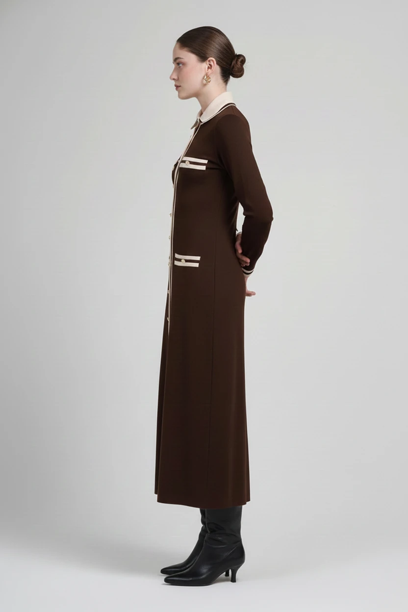 GARNİ VE AKSESUAR DETAYLI MODAL MAXİ BOY ELBİSE