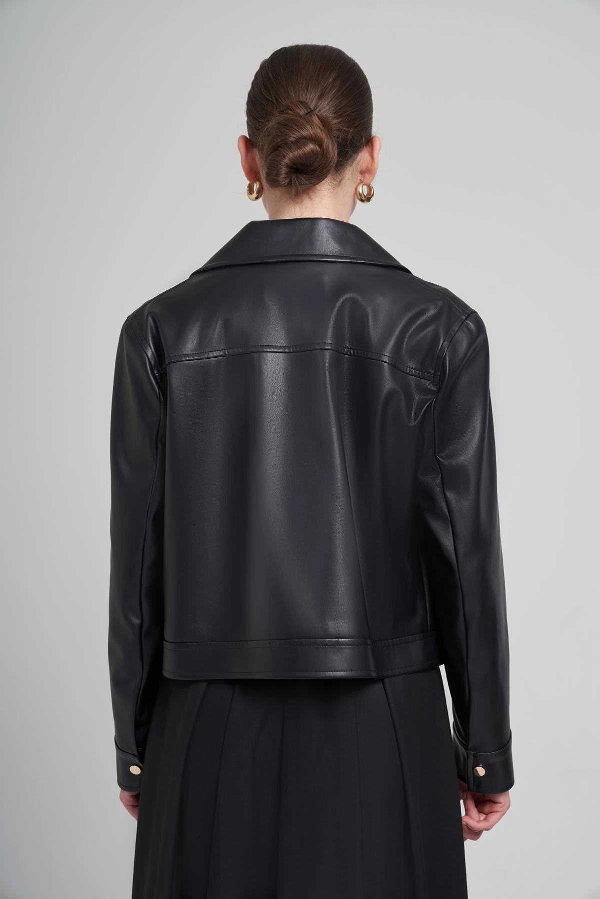 ZIMBA DETAYLI DERİ CEKET 