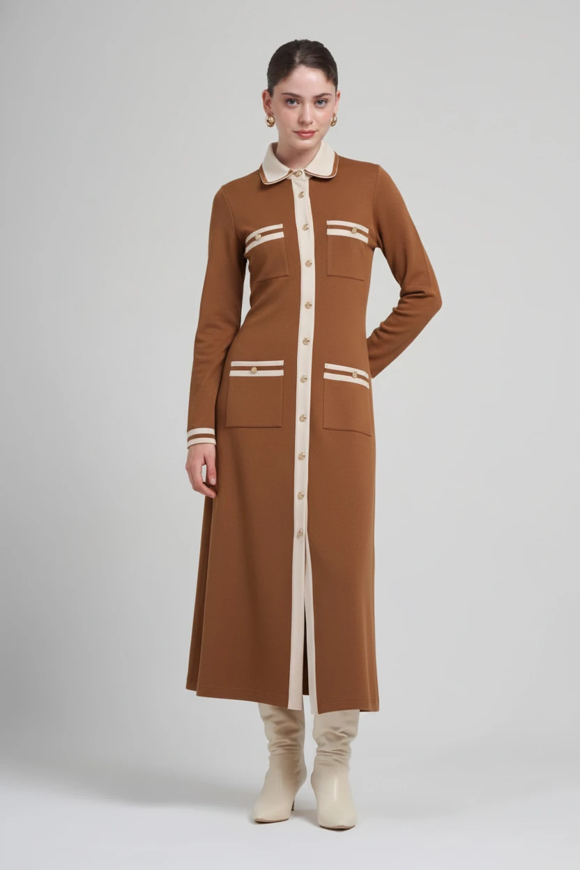 GARNİ VE AKSESUAR DETAYLI MODAL MAXİ BOY ELBİSE