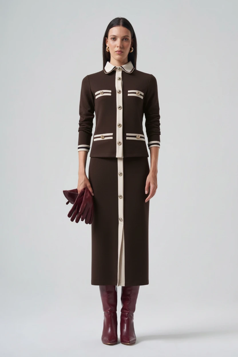 Si Design Süs Cepli ve Şerit Detaylı Örme Bluz 