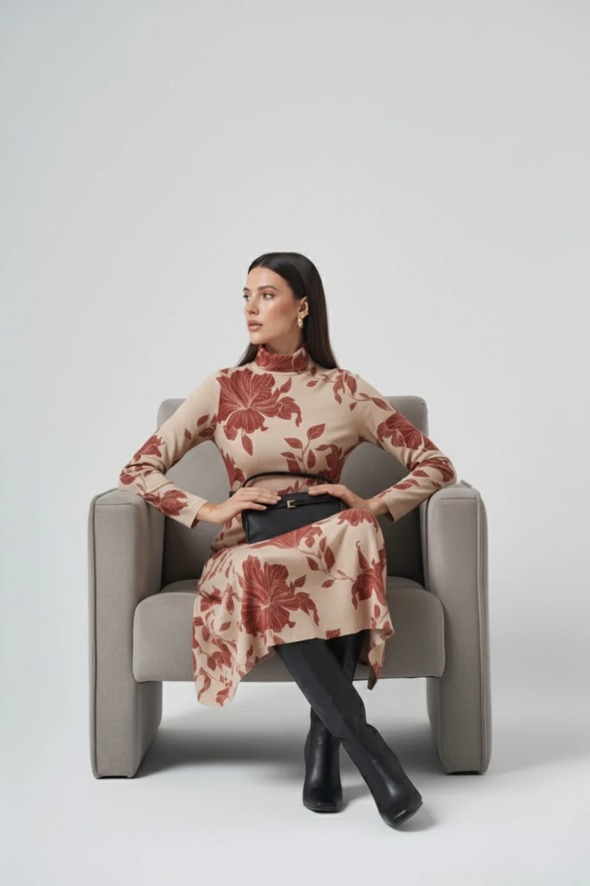 IŞILTI DETAYLI MAXİ BOY ÖRME ELBİSE 