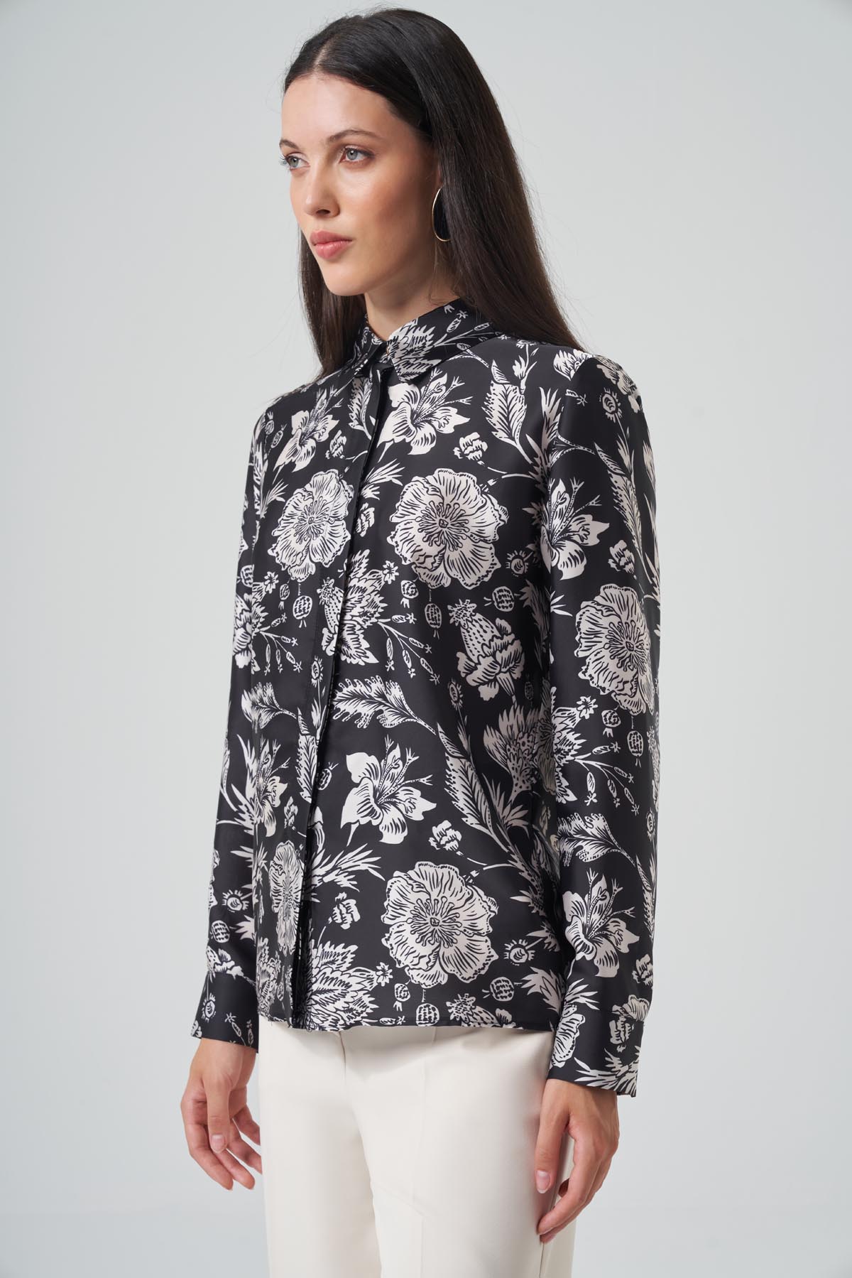 SATEN DESENLİ KLASİK GÖMLEK 