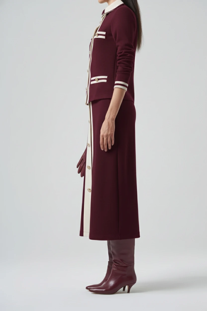 Si Design Gold Düğmeli Midi Boy Kalem Etek 